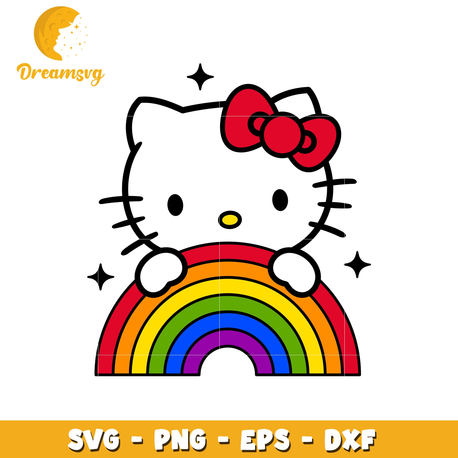 Hello Kitty Rainbow SVG PNG EPS DXF