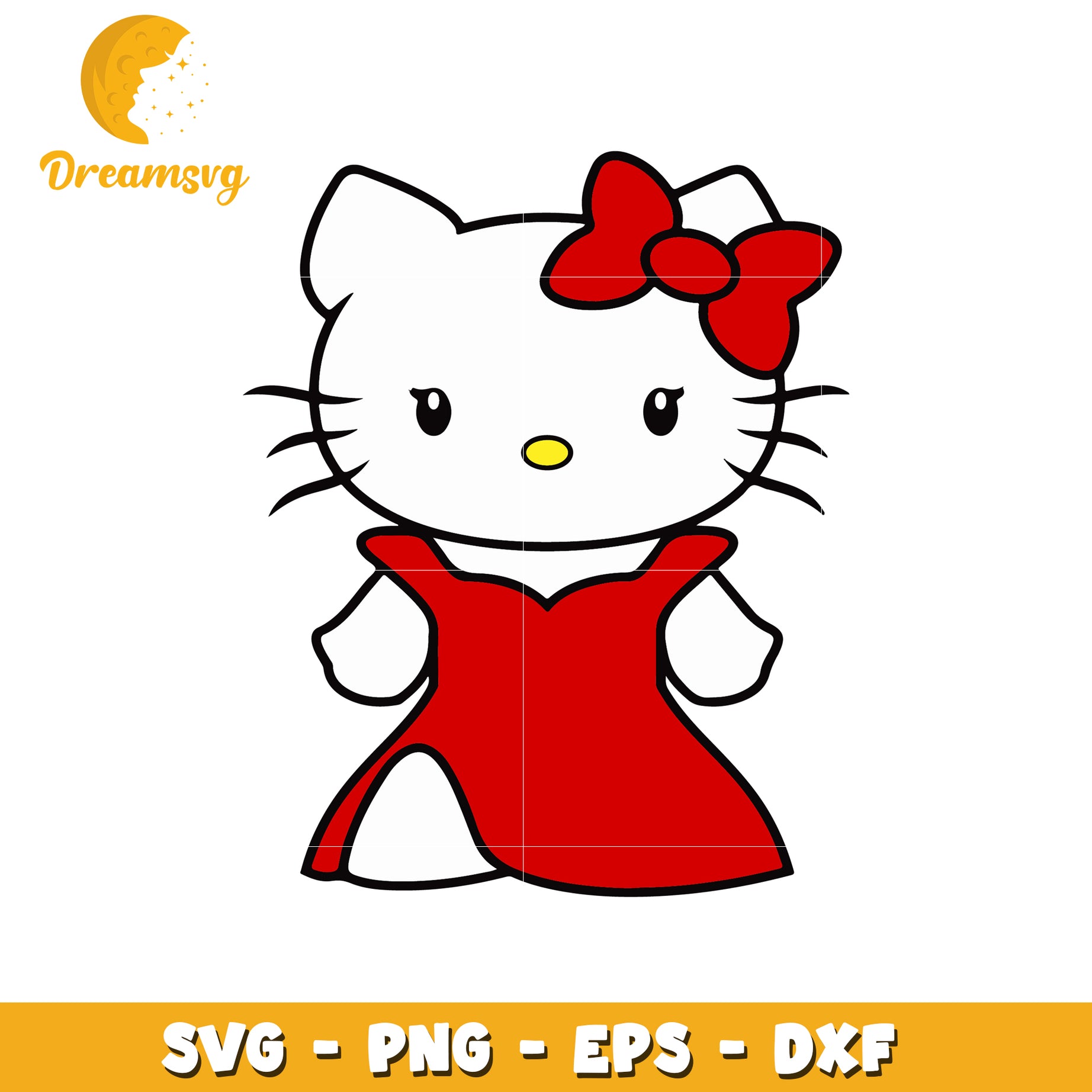 Hello Kitty Red Dress SVG File for Crafting and Design Use