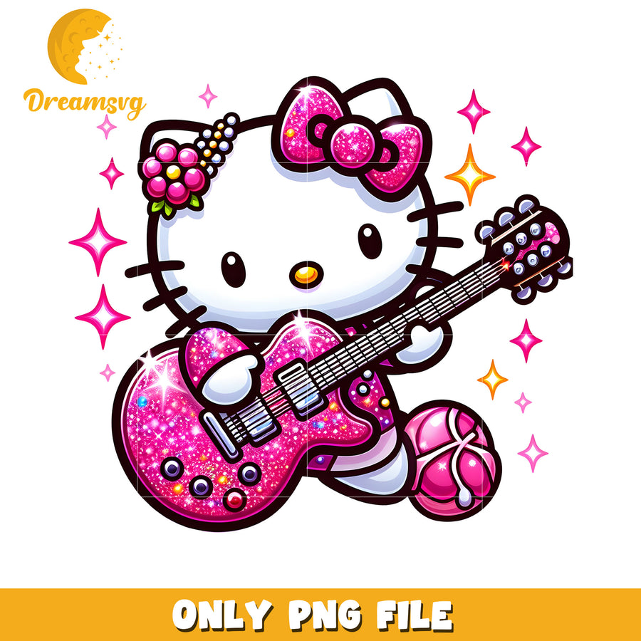 Hello Kitty Rock Star PNG Glitter Guitar