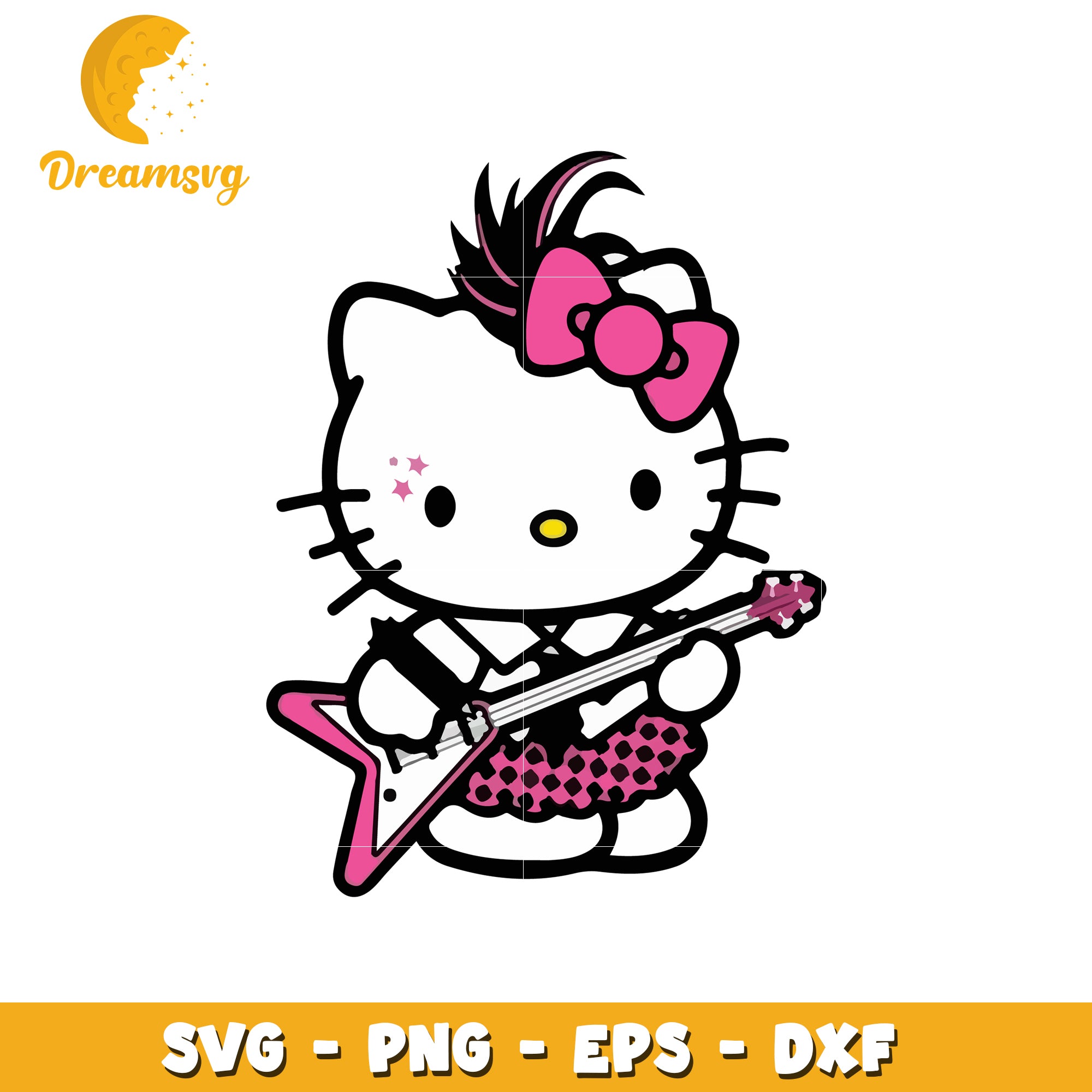 Hello Kitty Rocker Girl SVG Cut File