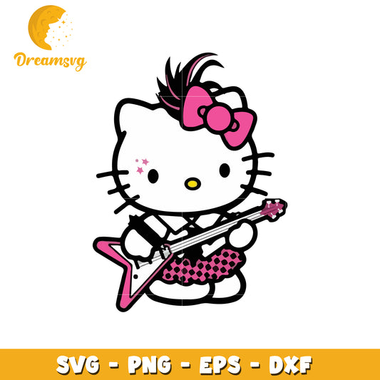 Hello Kitty Rocker Girl SVG Cut File