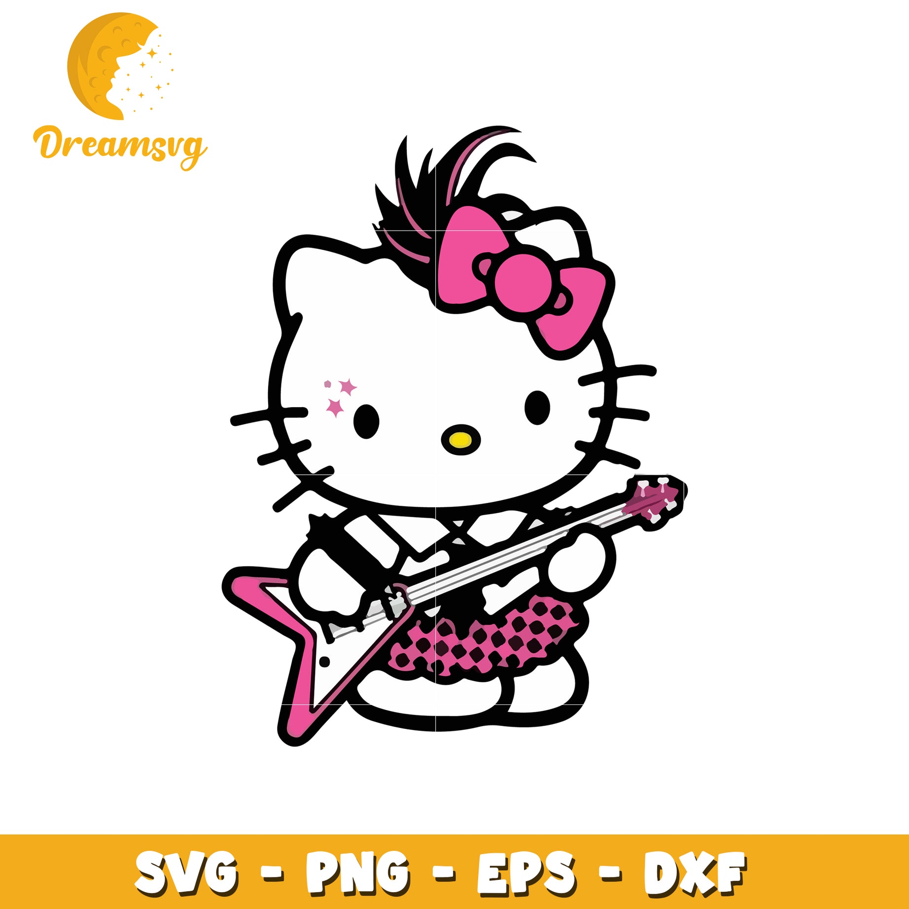 Hello Kitty Rocker Girl SVG PNG EPS DXF