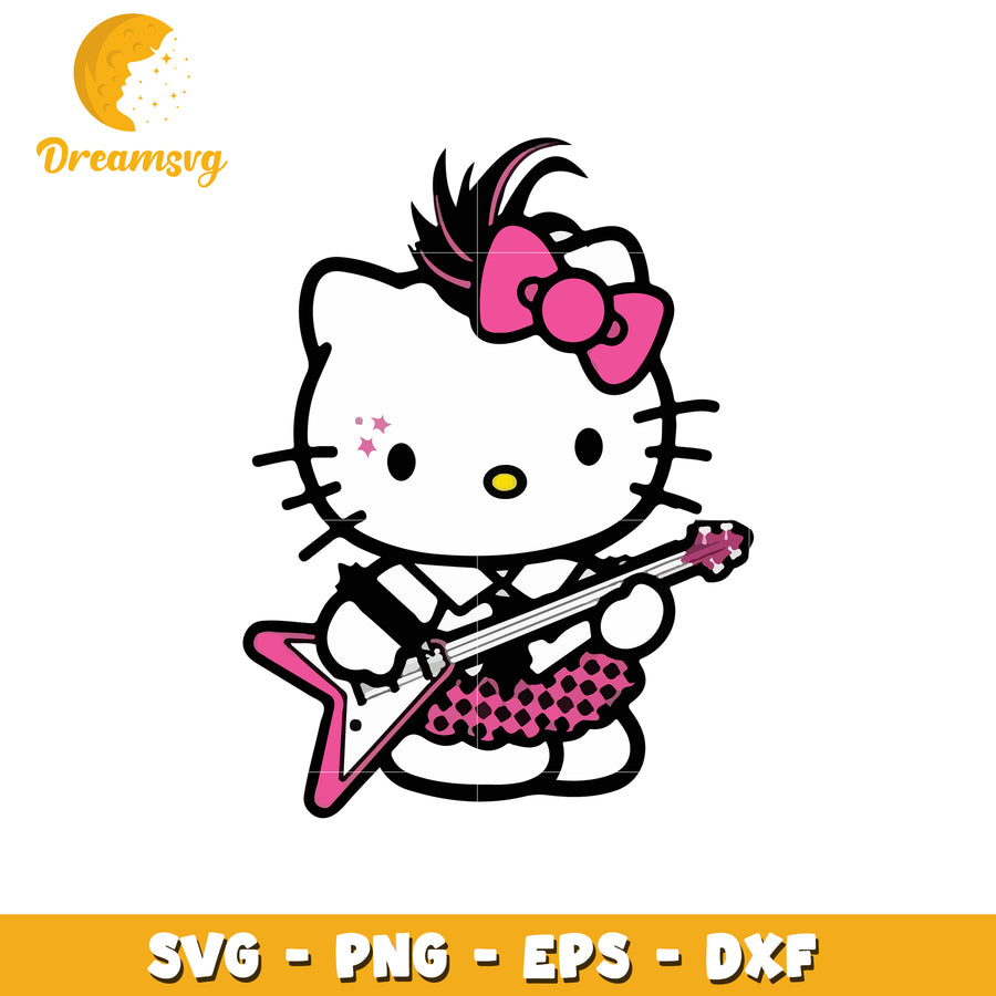 Hello Kitty Rocker Girl SVG PNG EPS DXF