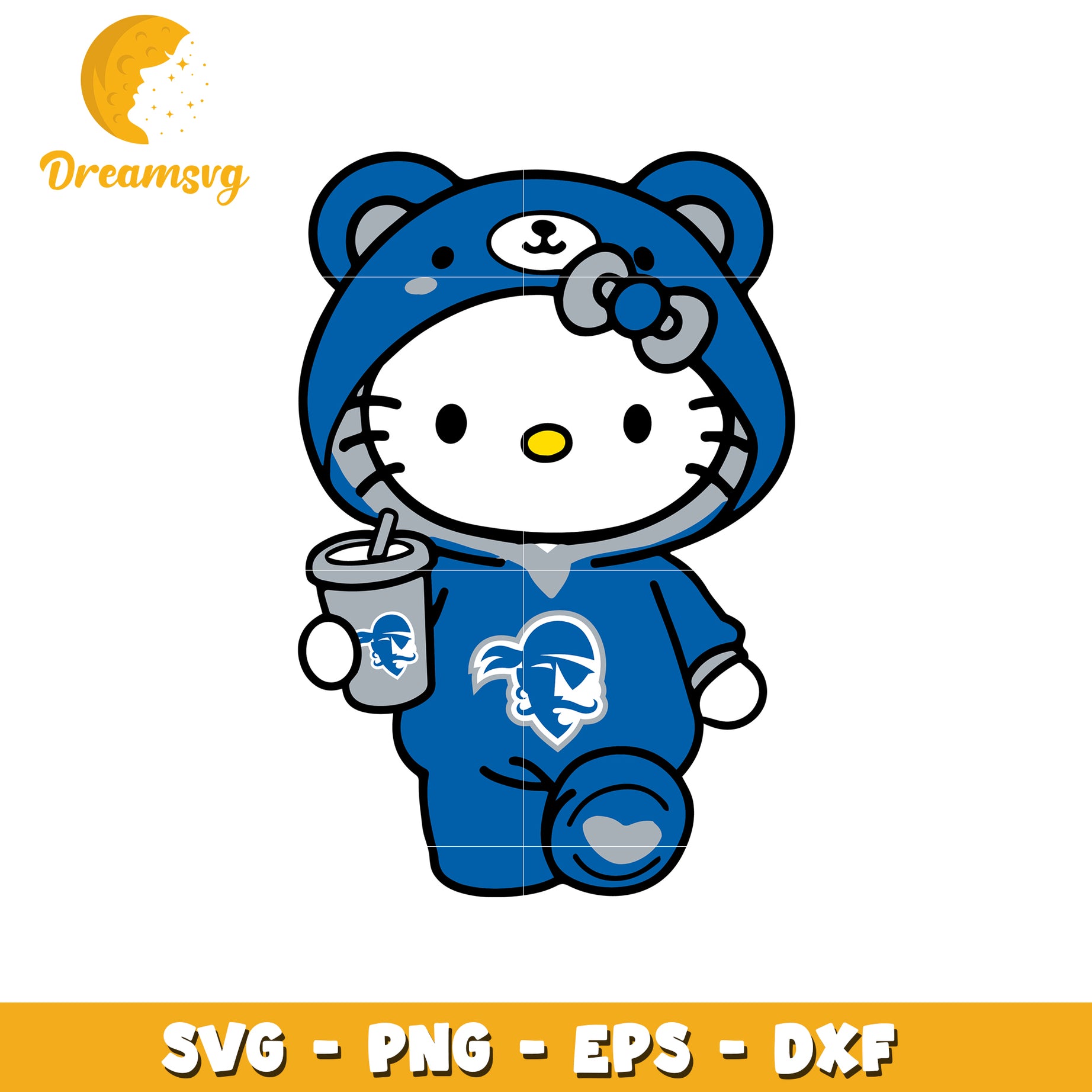 Hello Kitty SVG Blue Bear Outfit