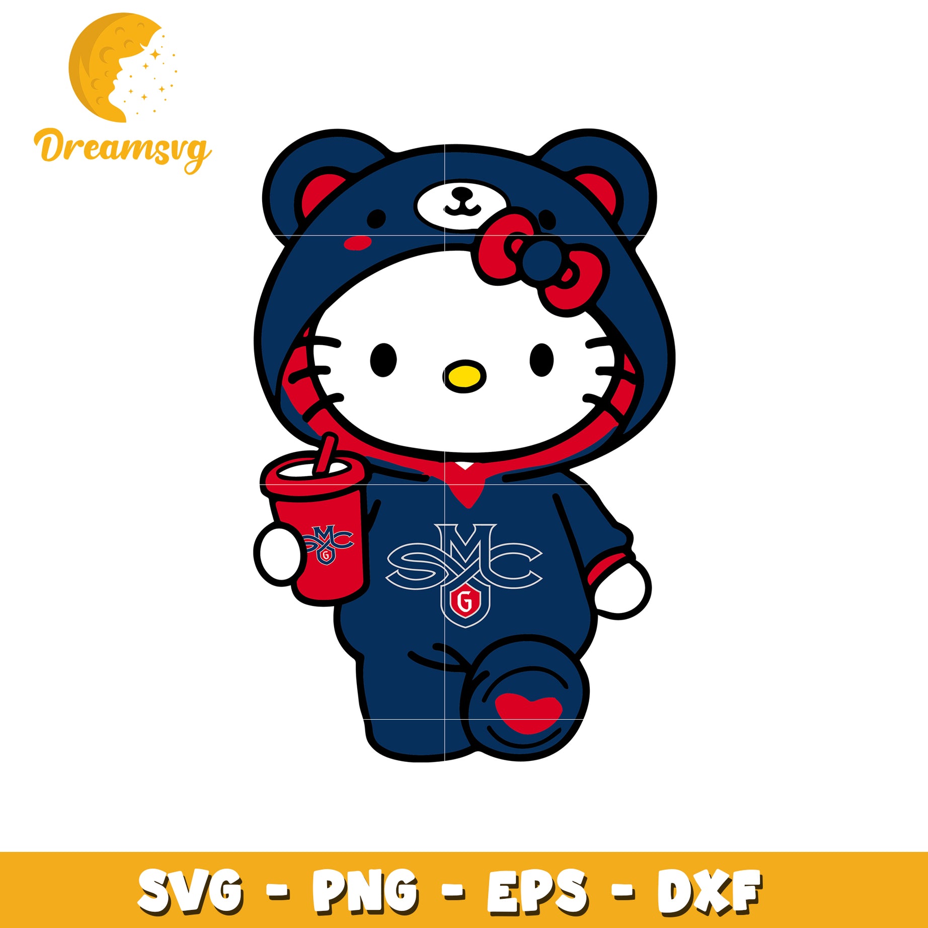 Hello Kitty SVG Design Blue Outfit