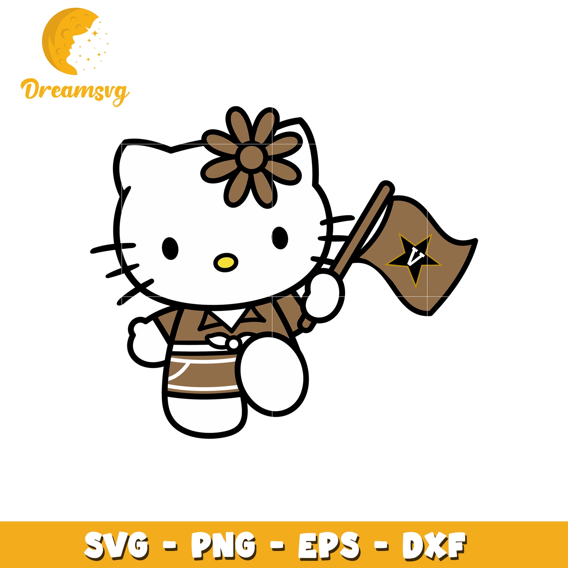Hello Kitty SVG Design Brown Outfit