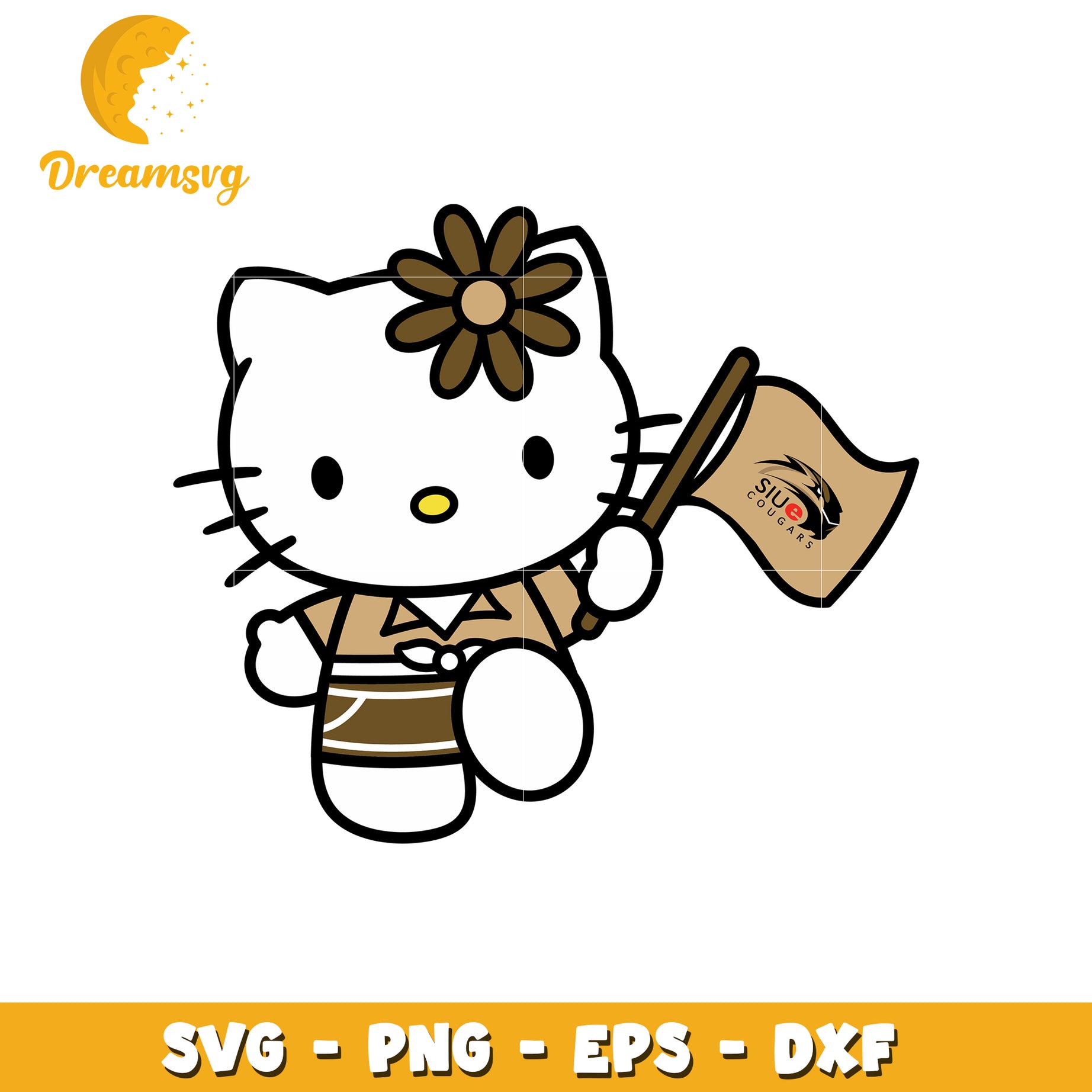 Hello Kitty SVG Design Brown Theme
