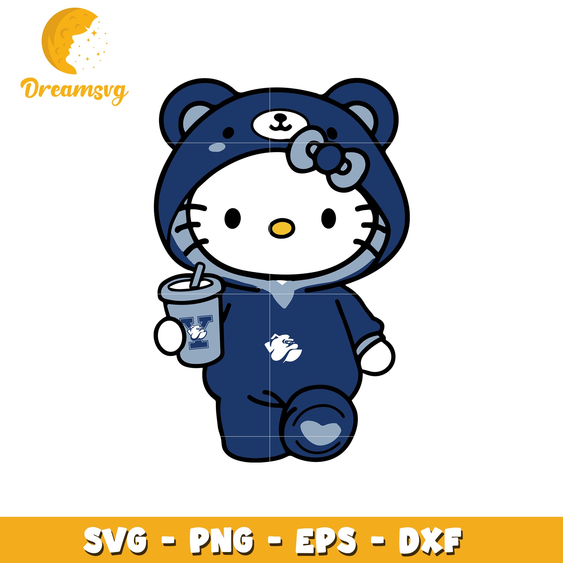 Hello Kitty SVG Design Bulldog Outfit