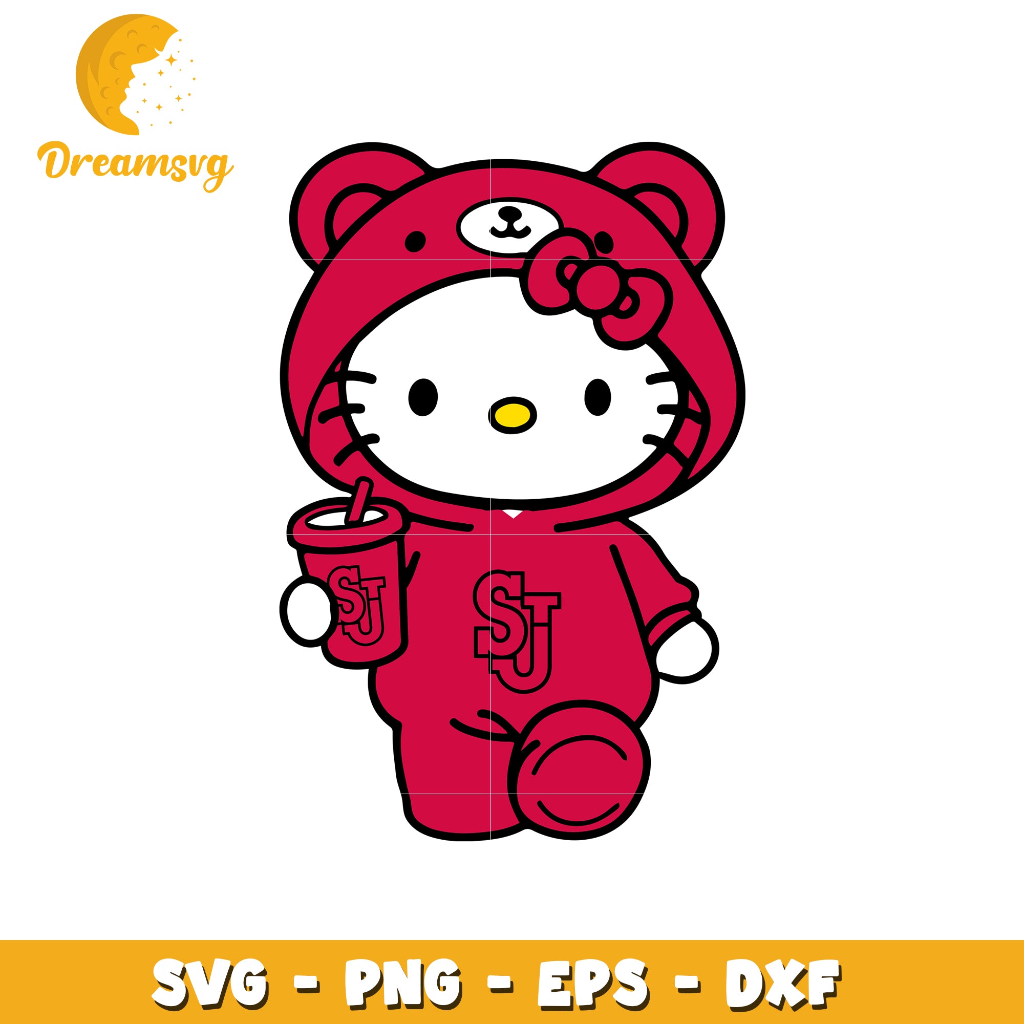 Hello Kitty SVG Design Cute Red Outfit Graphic – DreamSVG Store