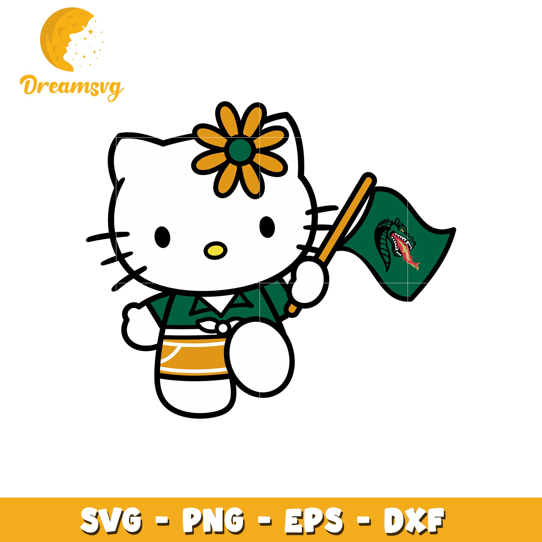 Hello Kitty SVG Design Green Dragon