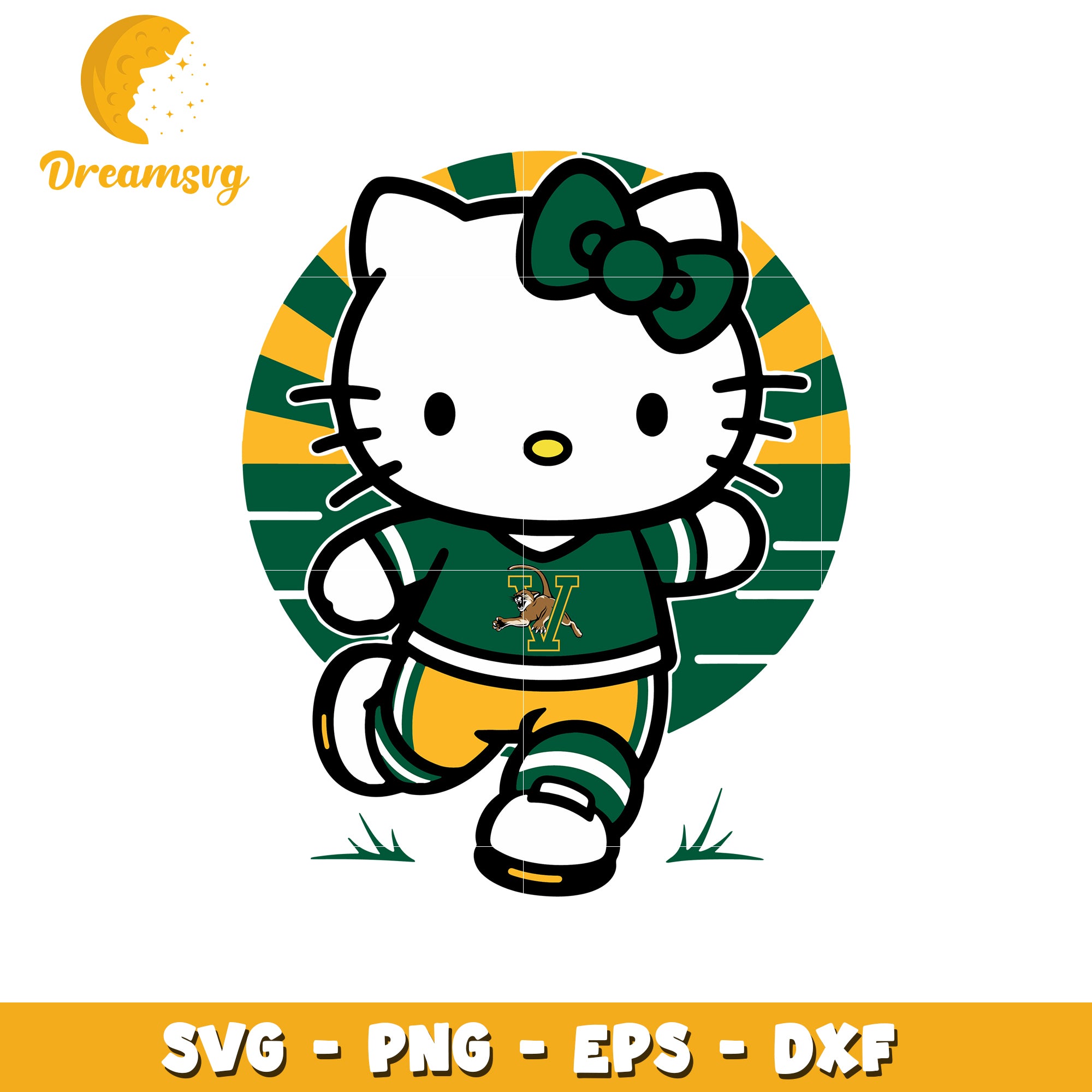 Hello Kitty SVG Design Green Gold