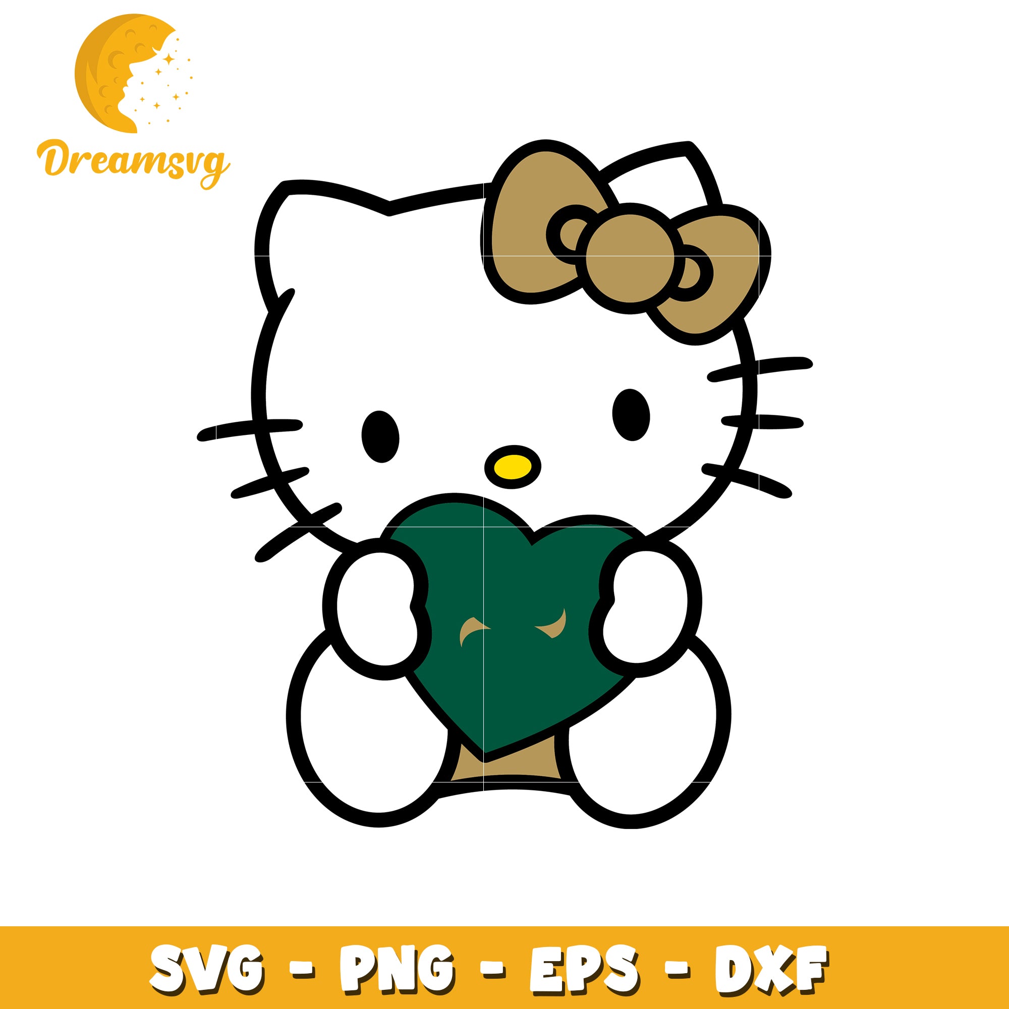 Hello Kitty SVG Design Green Heart