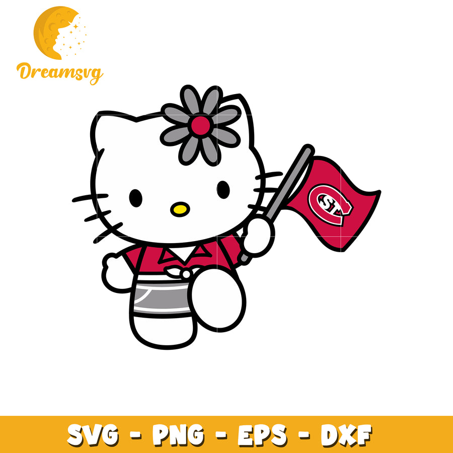 Hello Kitty SVG Design Holding Flag for Fans