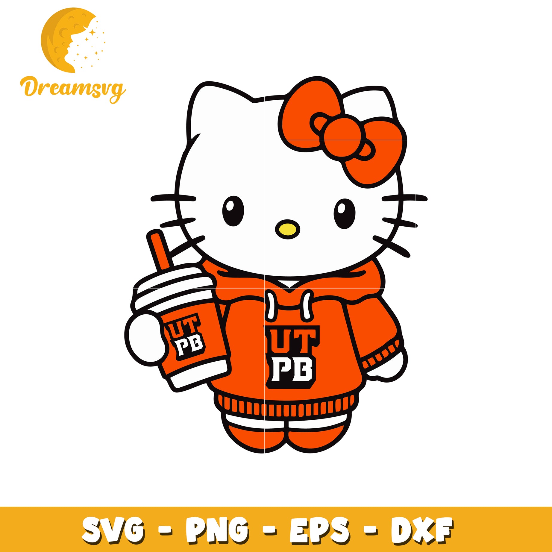 Hello Kitty SVG Design Orange Hoodie
