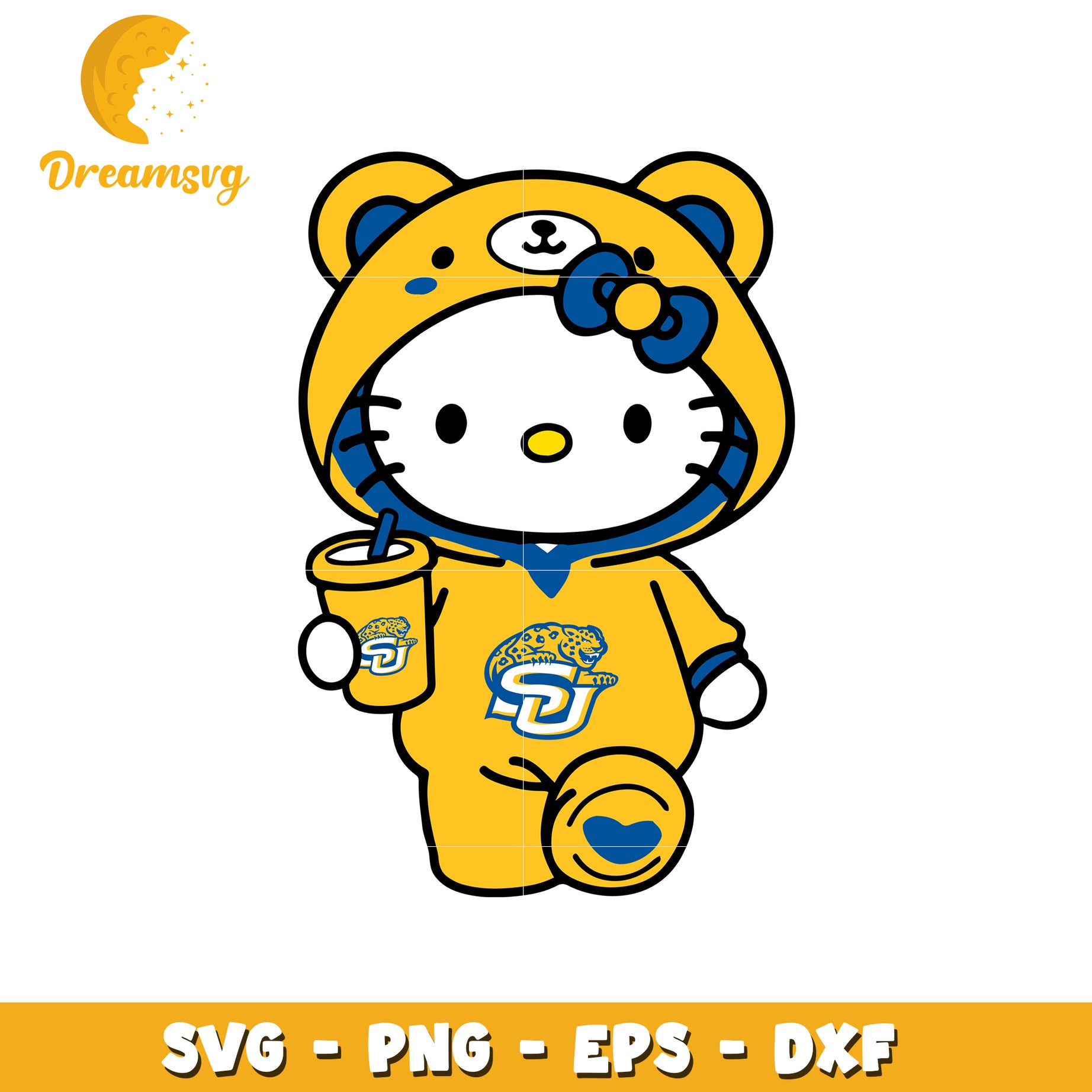 Hello Kitty SVG Design Yellow Bear Outfit