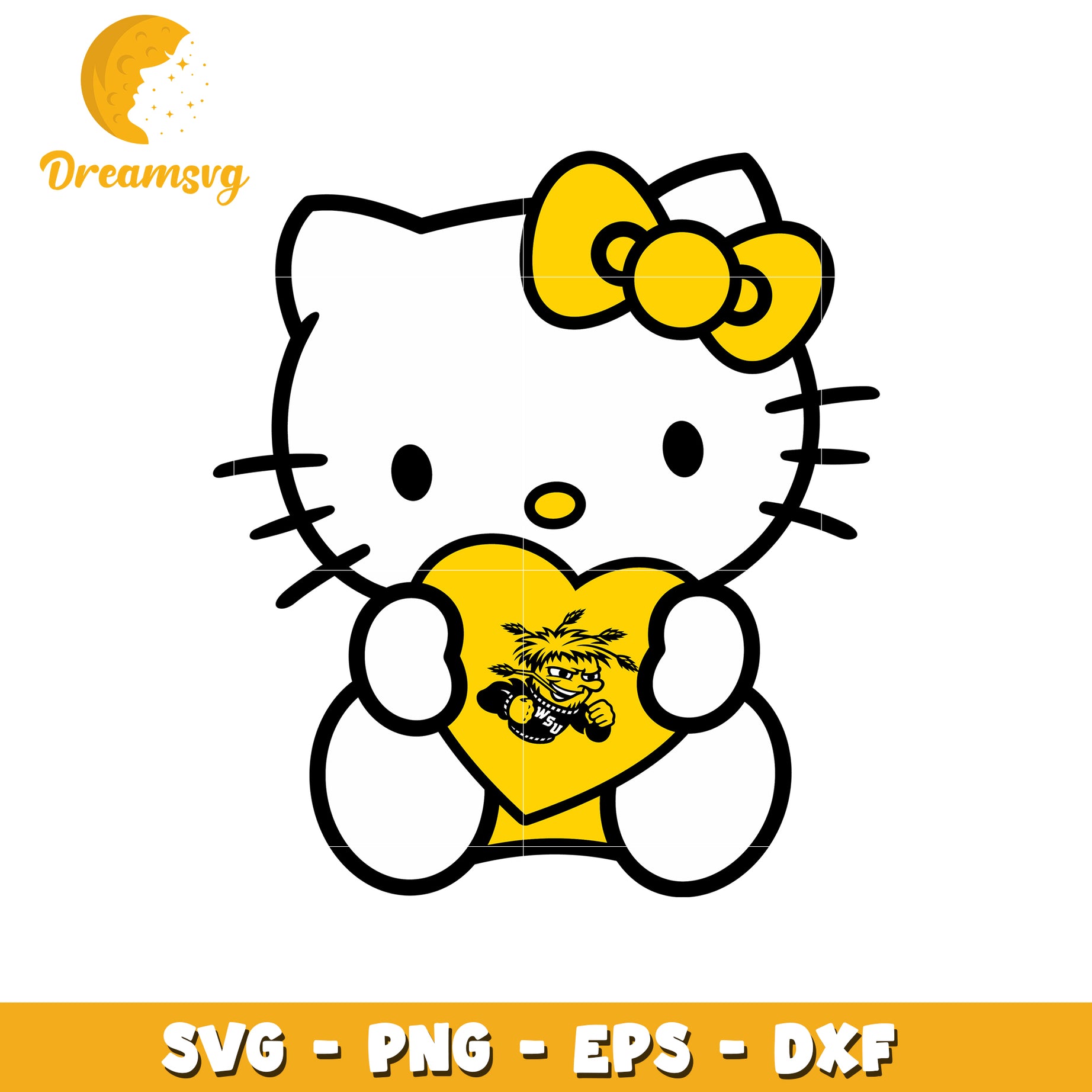 Hello Kitty SVG Design Yellow Heart