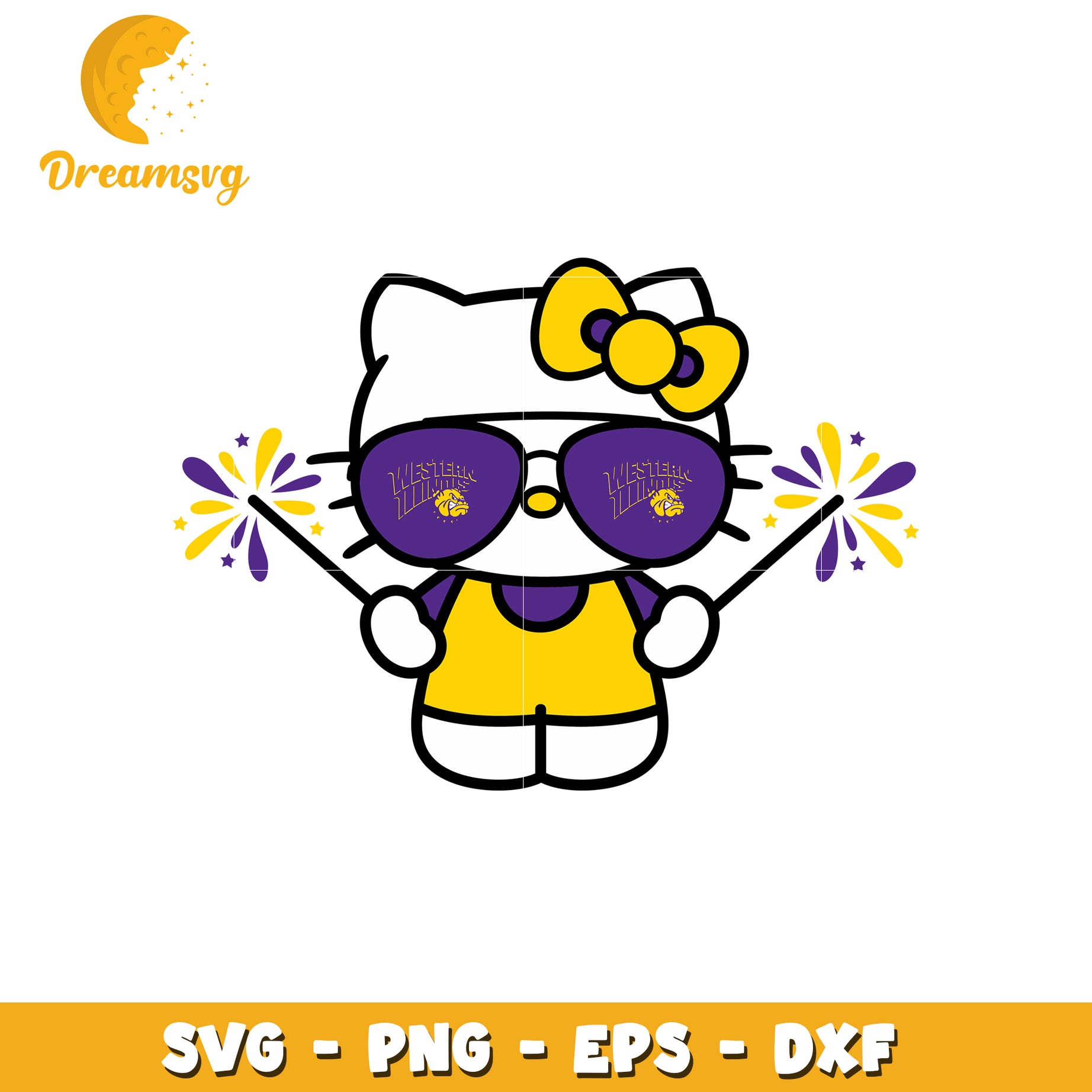 Hello Kitty SVG Design Yellow Purple