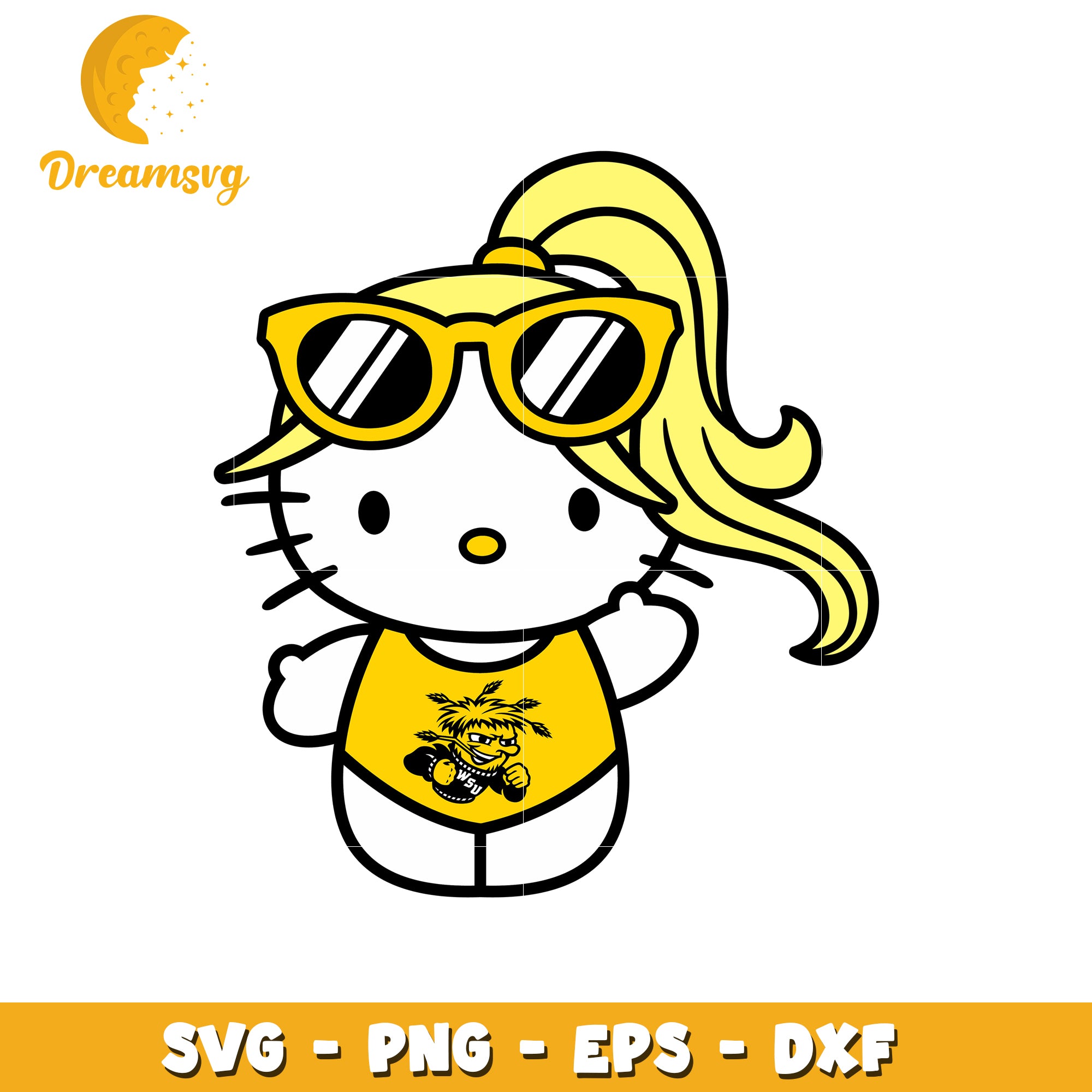 Hello Kitty SVG Design Yellow Sunglasses