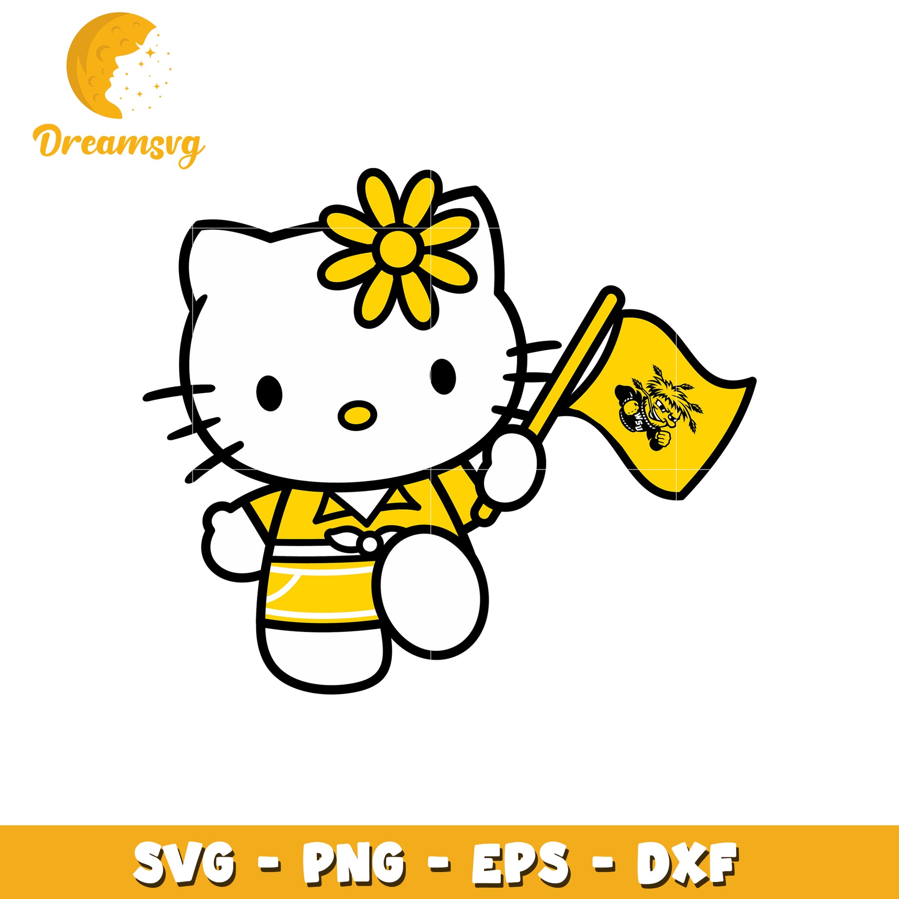 Hello Kitty SVG Design Yellow Theme