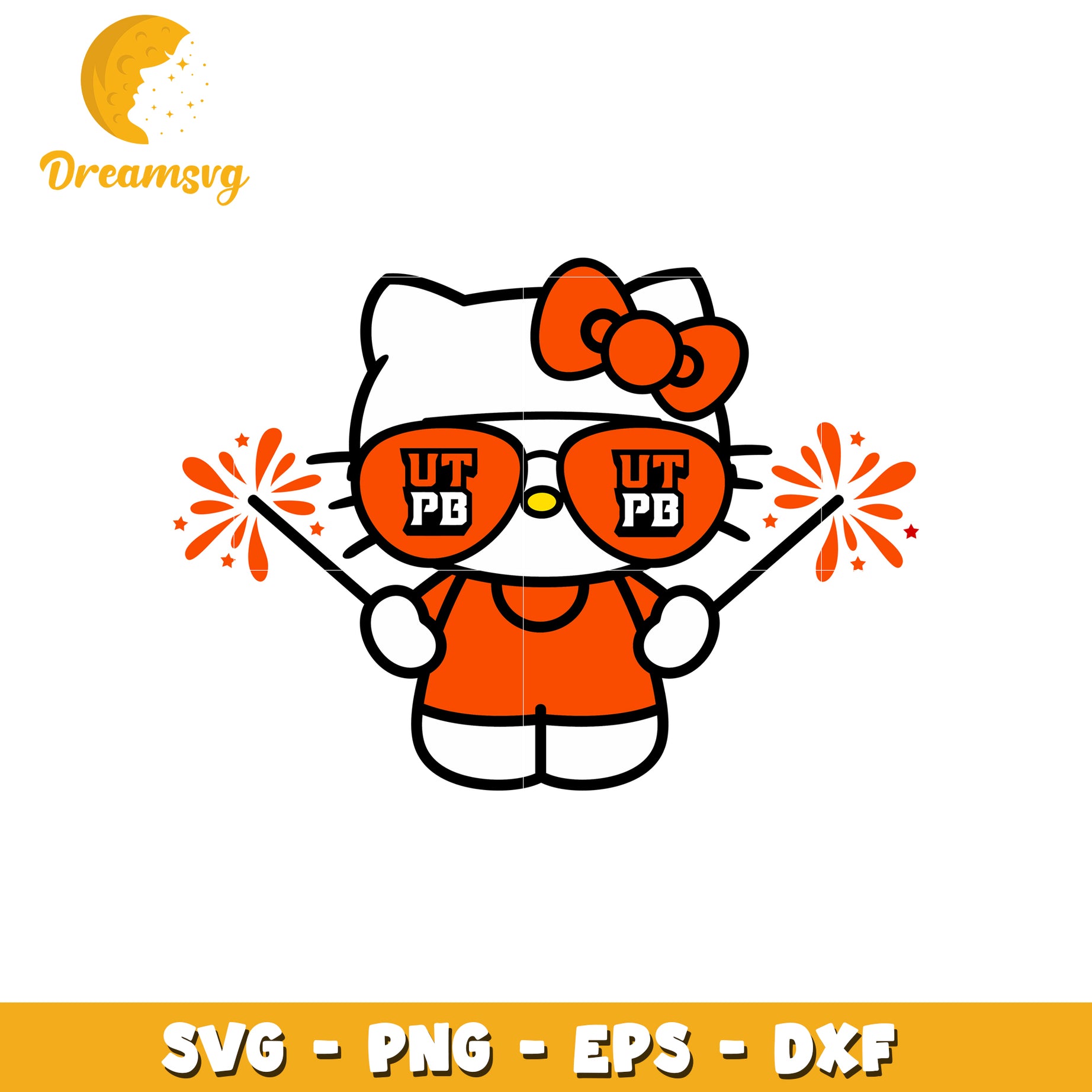 Hello Kitty SVG Design for UTPB Fans Black Background