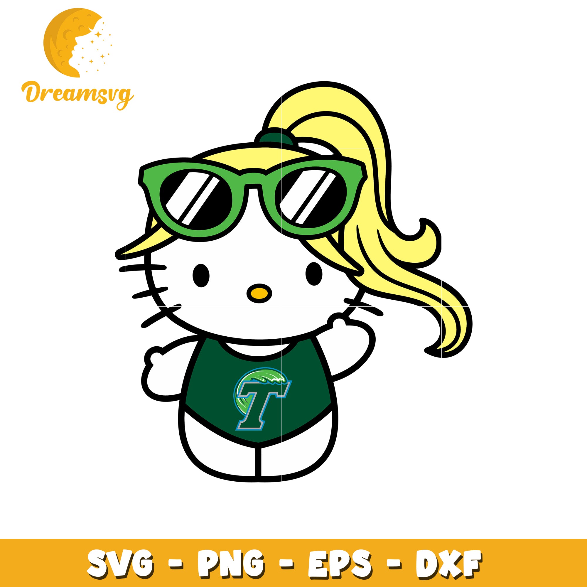 Hello Kitty SVG Design in Green Swimsuit Style