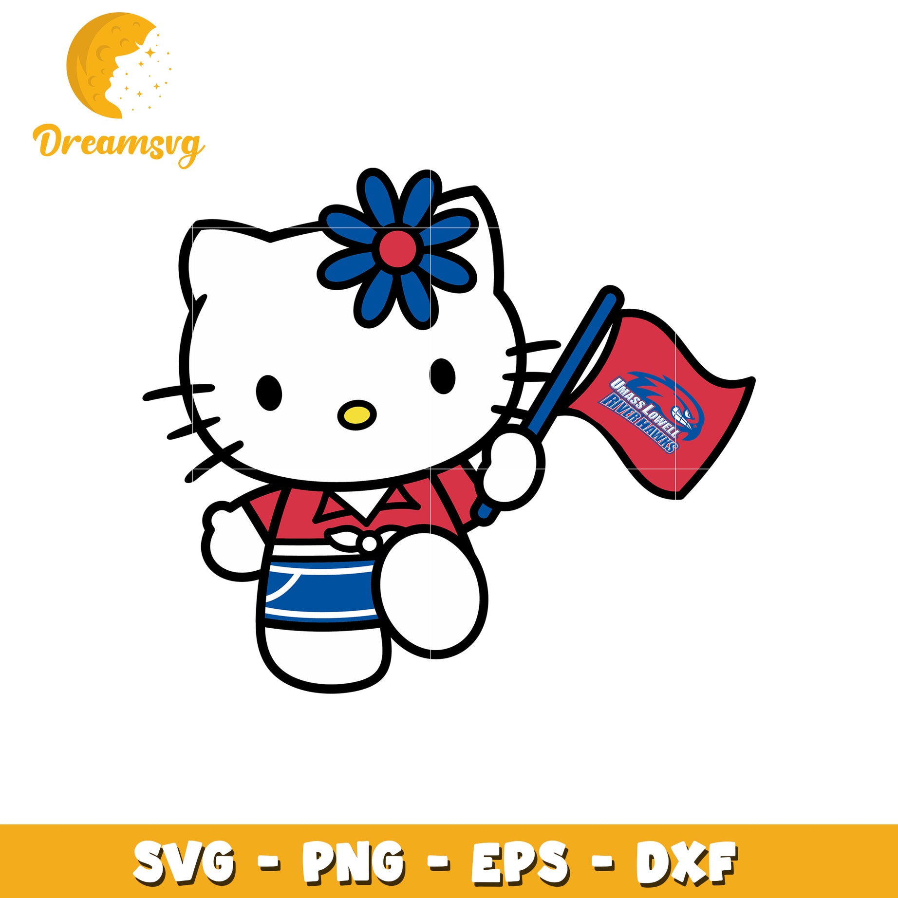 Hello Kitty SVG Design with Flag and Flower Decor