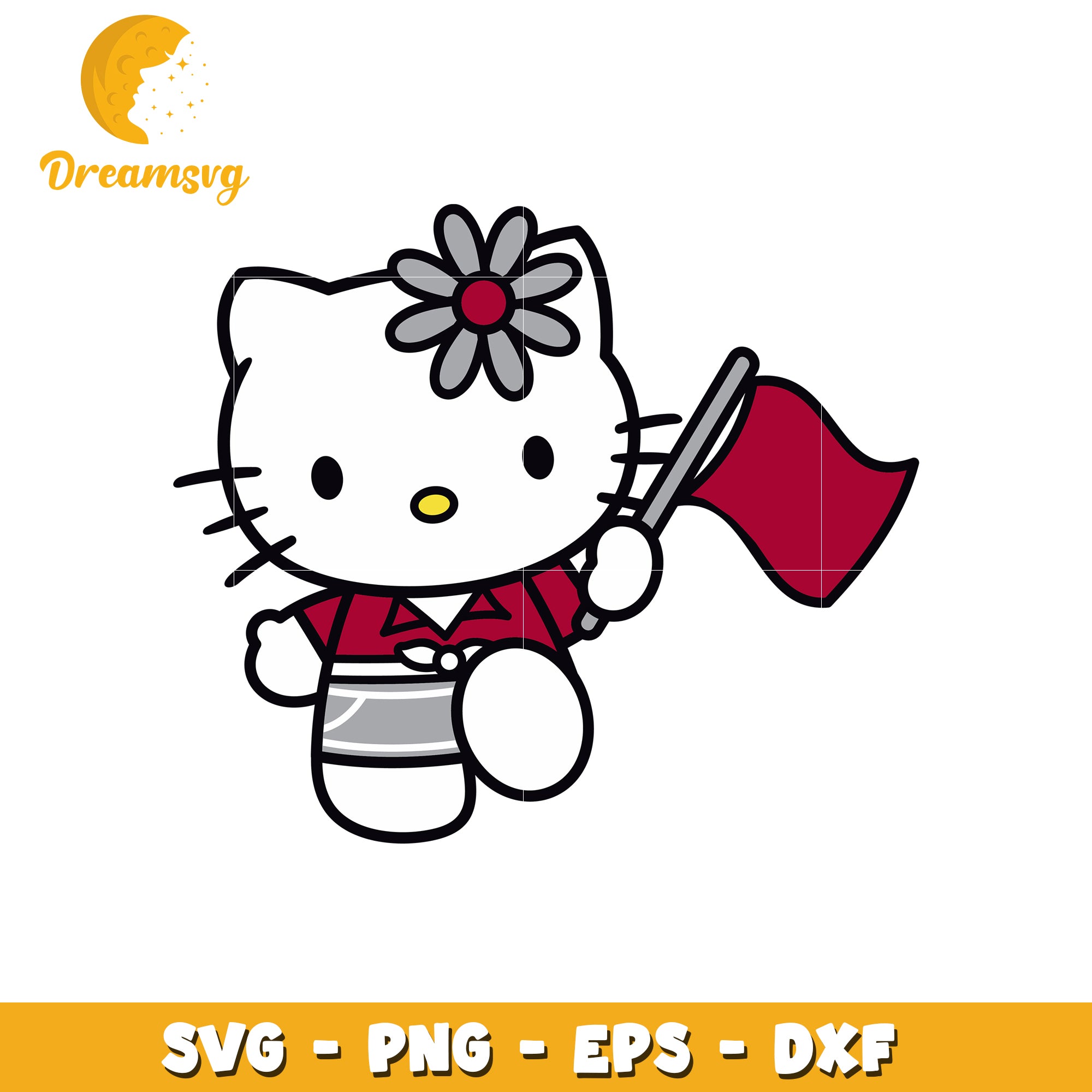 Hello Kitty SVG Design with Flag and Flower Fun