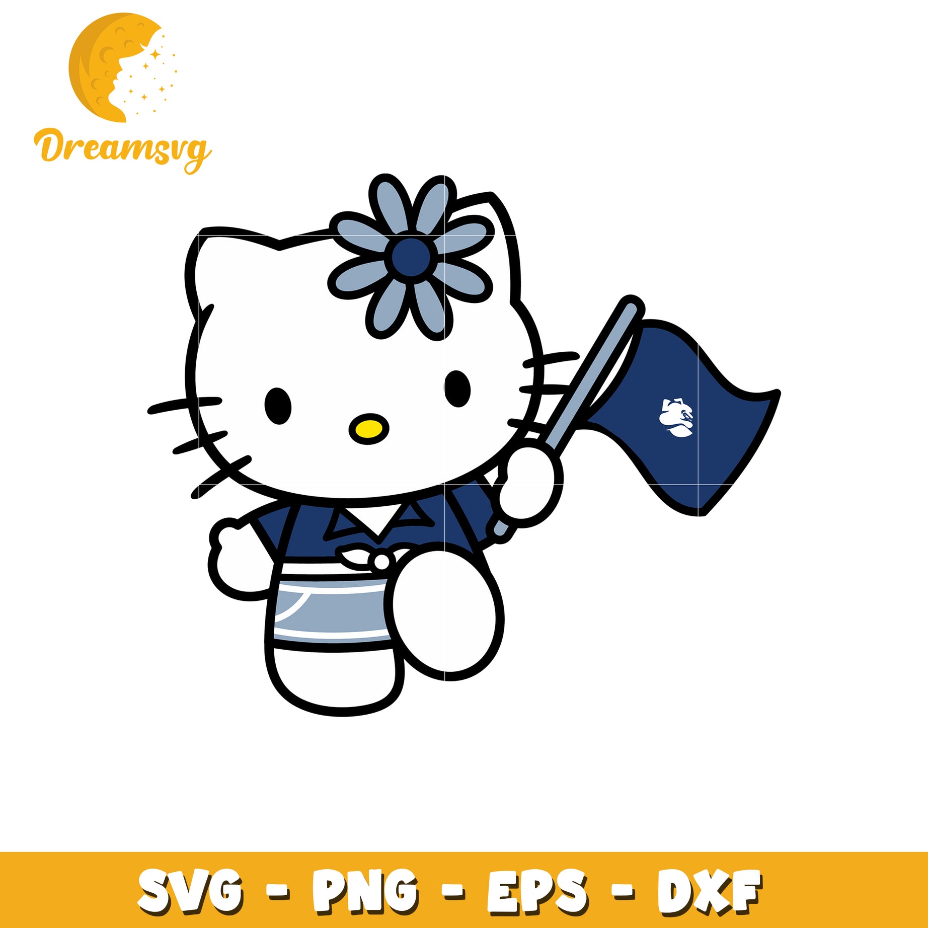 Hello Kitty SVG Design with Flag and Flower Hat
