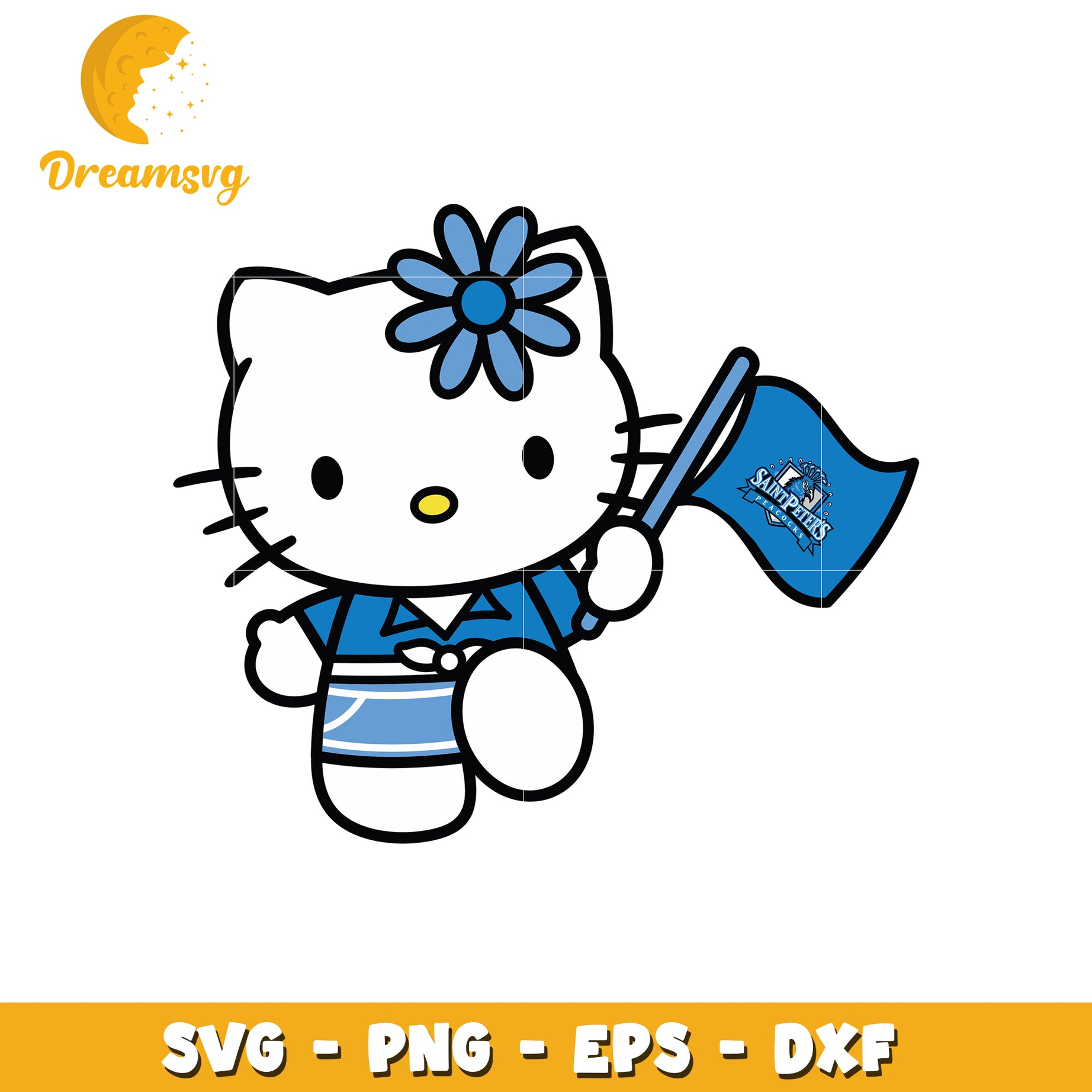 Hello Kitty SVG Design with Flag and Flower Motif