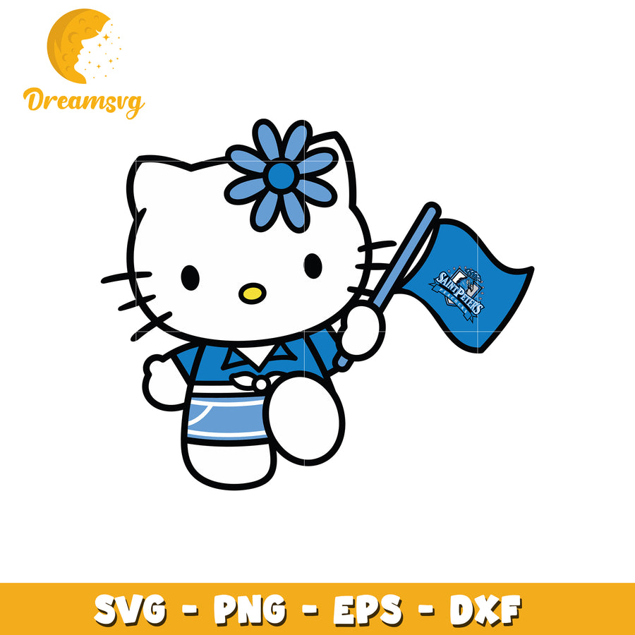 Hello Kitty SVG Design with Flag and Flower Motif