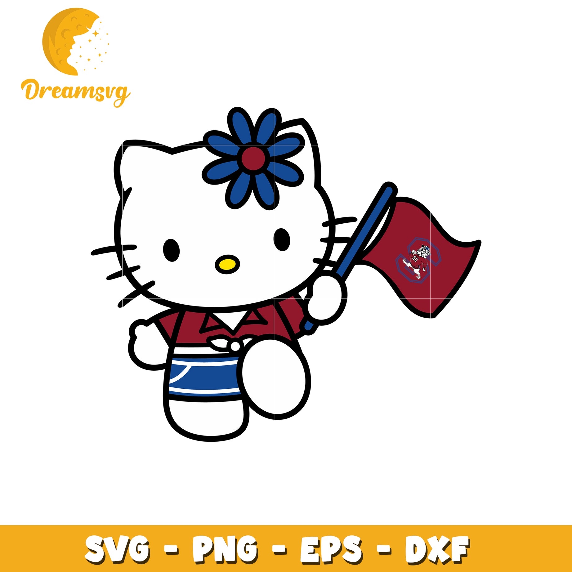 Hello Kitty SVG Design with Flag and Hawaiian Shirt