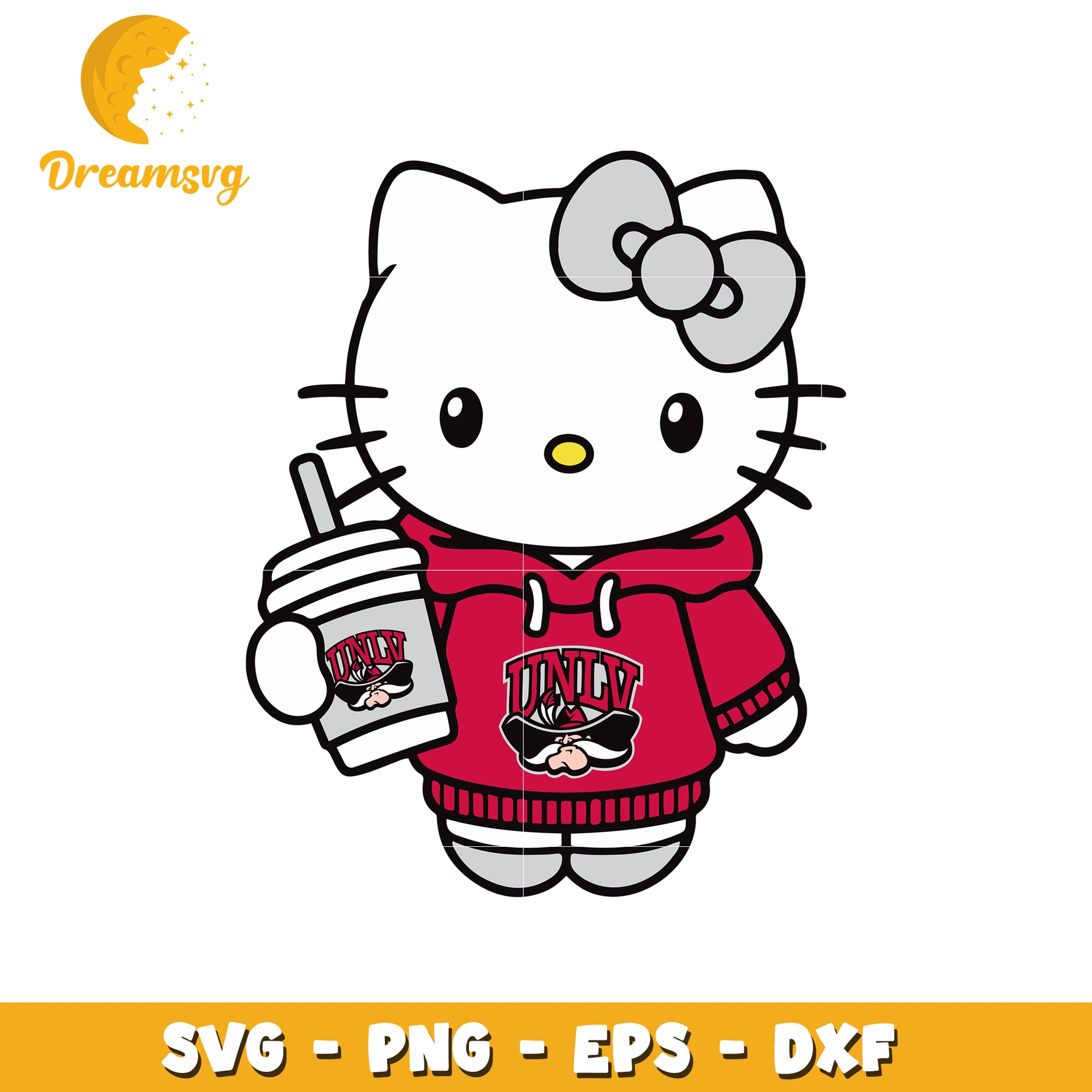 Hello Kitty SVG Design with Hoodie and Drink