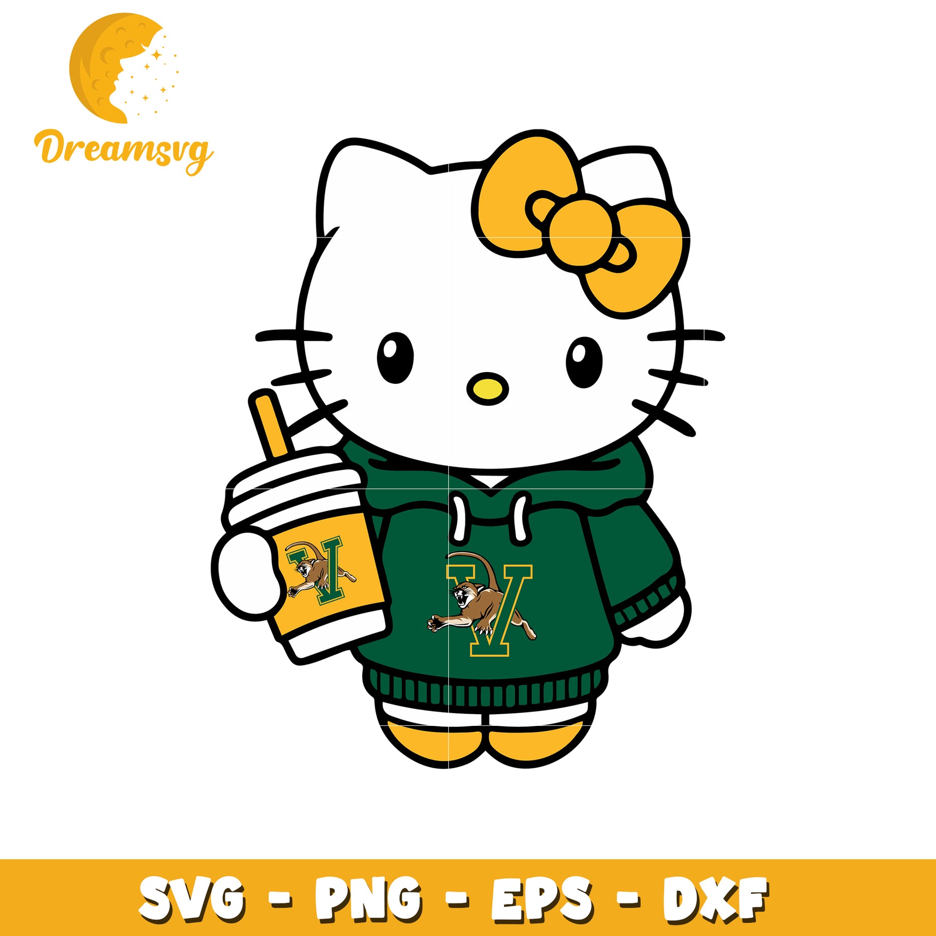 Hello Kitty SVG Design with Hoodie and Drink Art