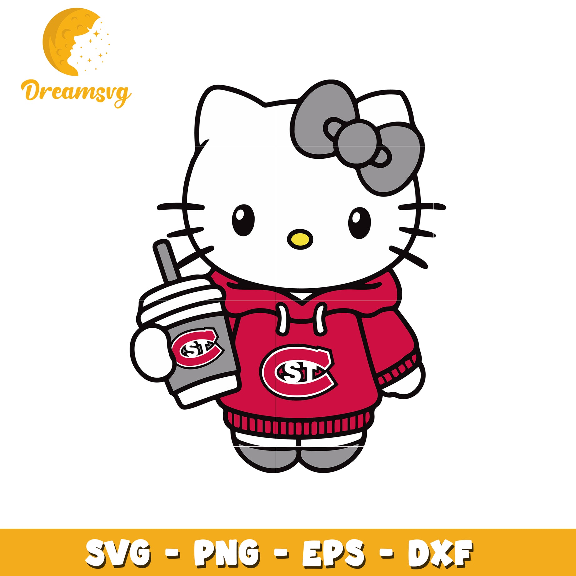 Hello Kitty SVG Design with Hoodie and Drink Graphic
