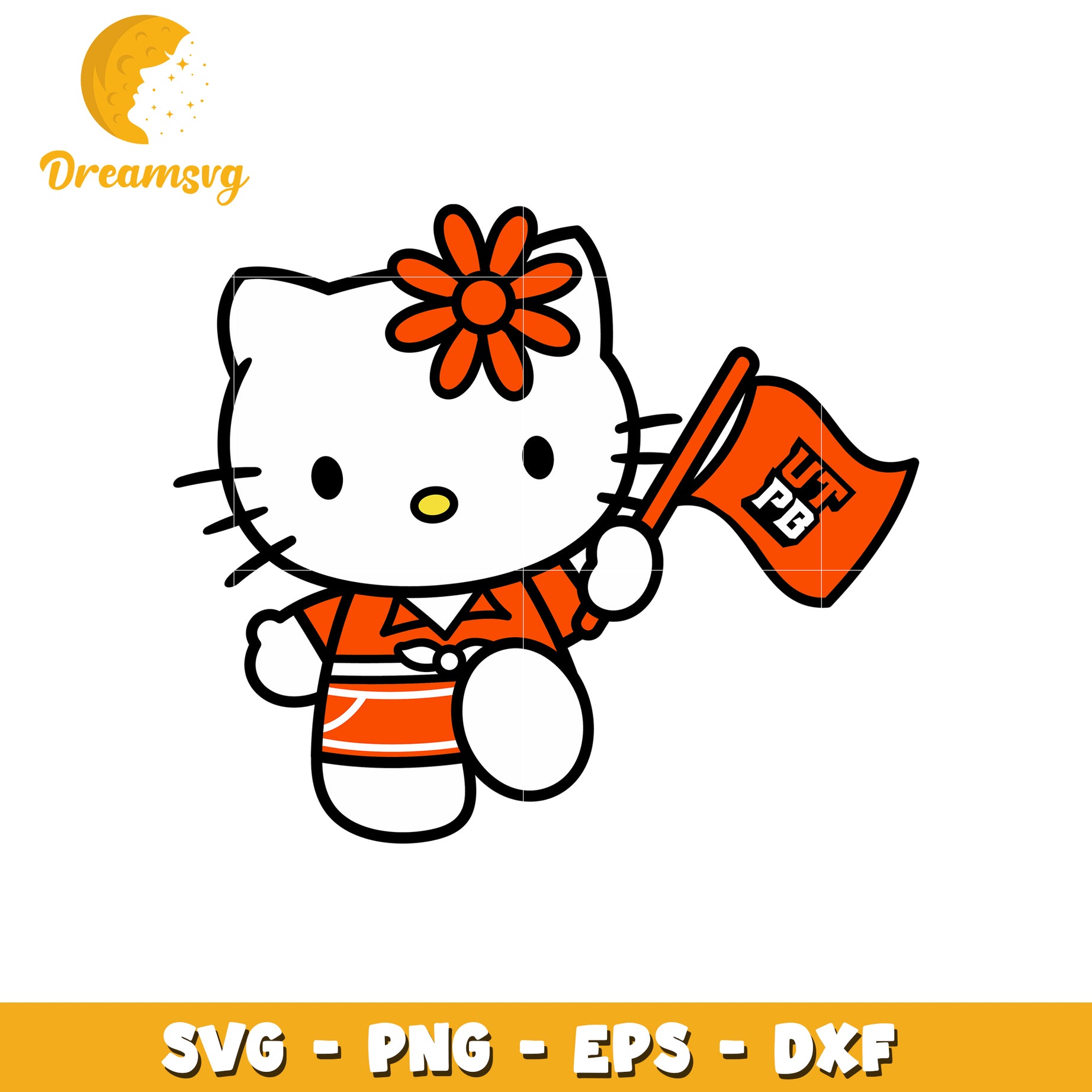 Hello Kitty SVG Design with Orange UT Flag 2023