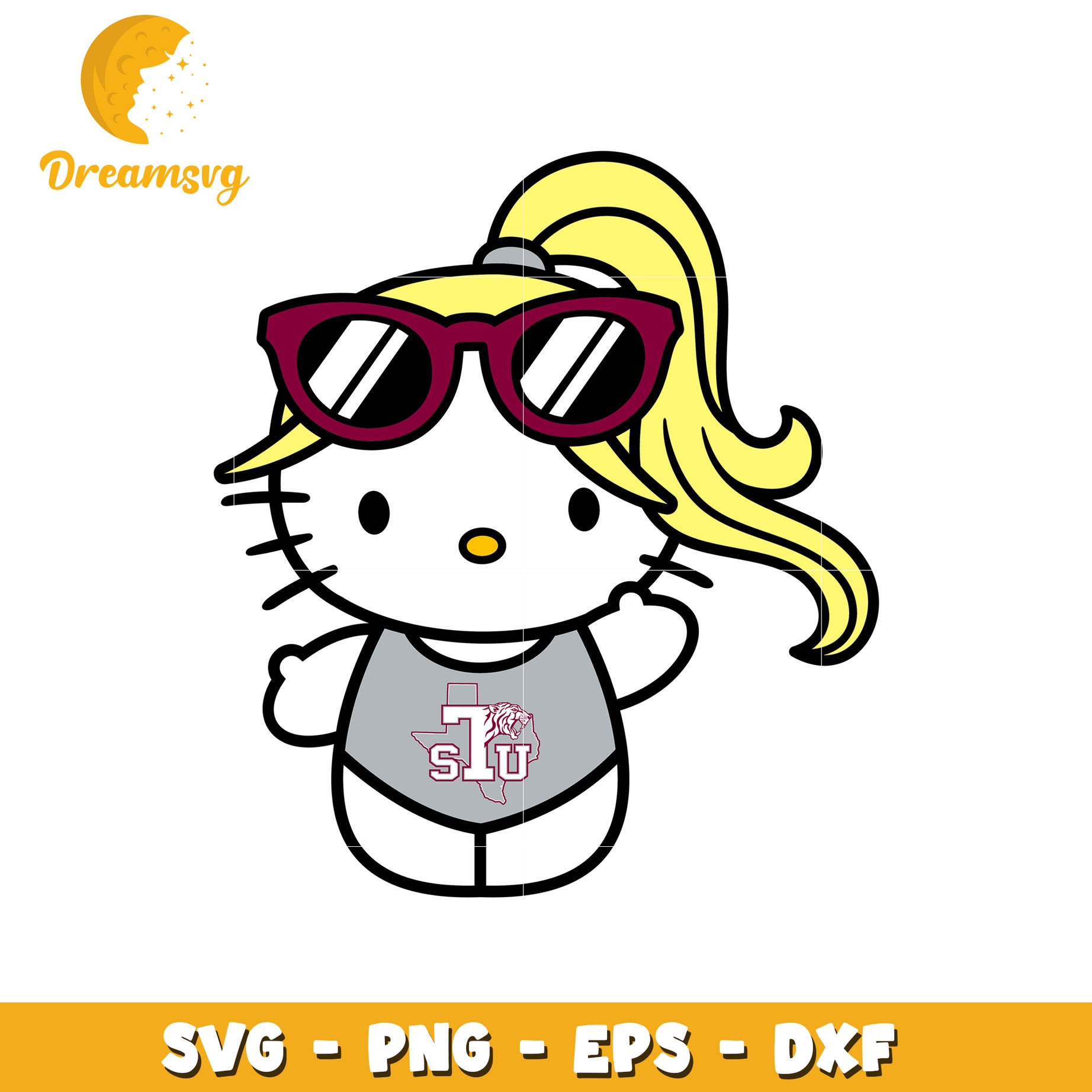 Hello Kitty SVG Design with Sunglasses and Cheer 
