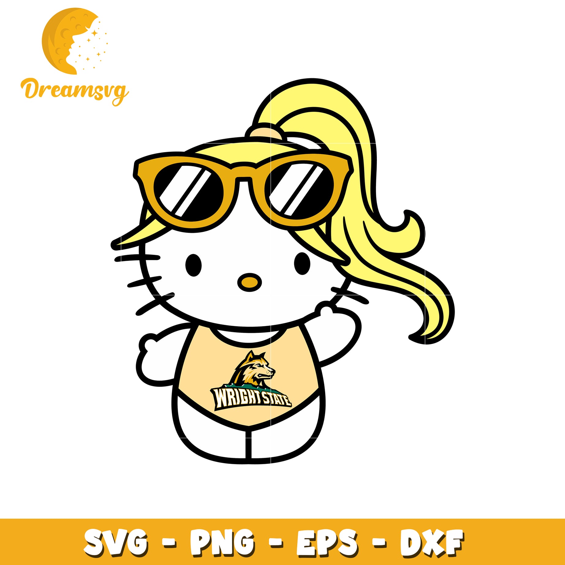Hello Kitty SVG Design with Sunglasses and Logo