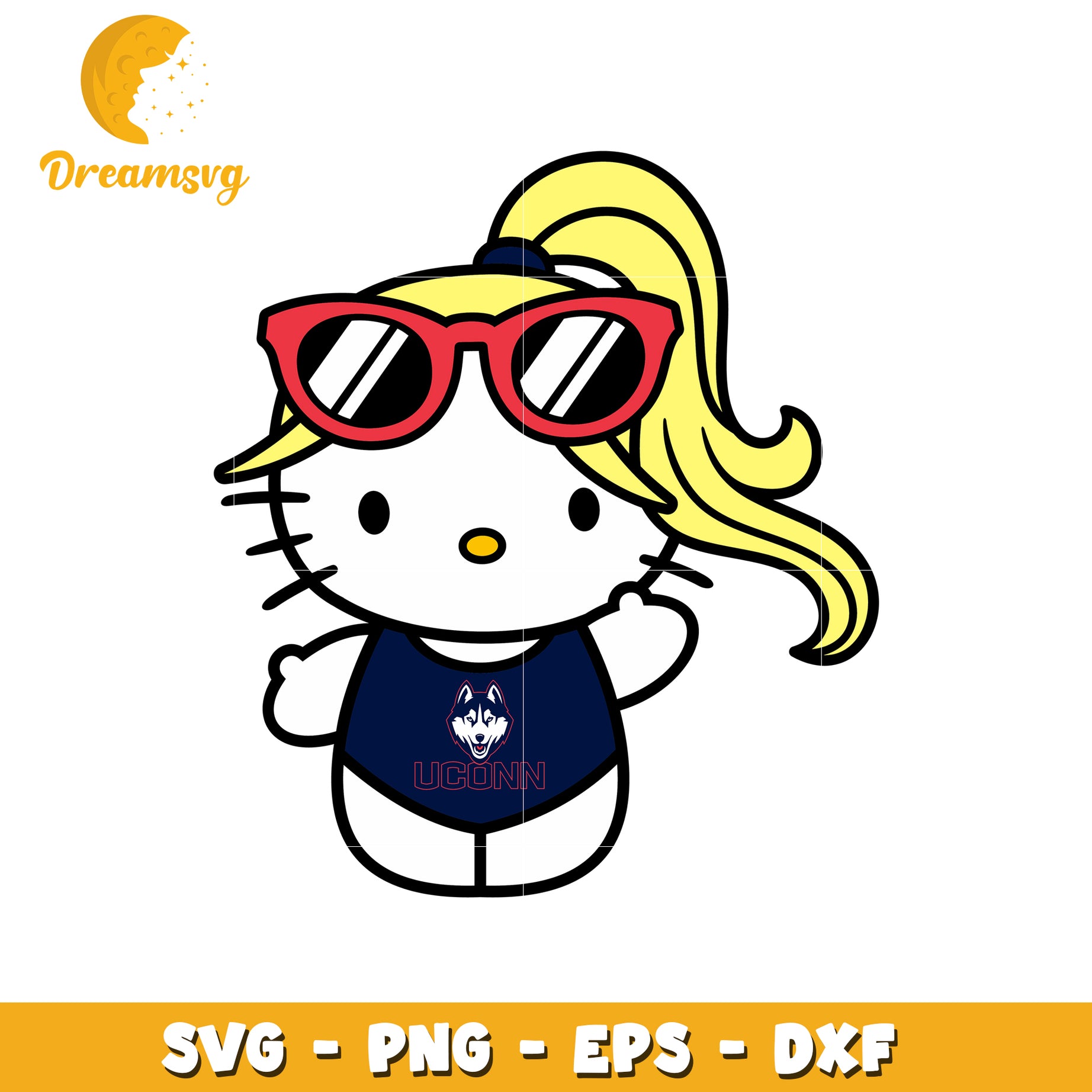 Hello Kitty SVG Design with Sunglasses and Ponytail