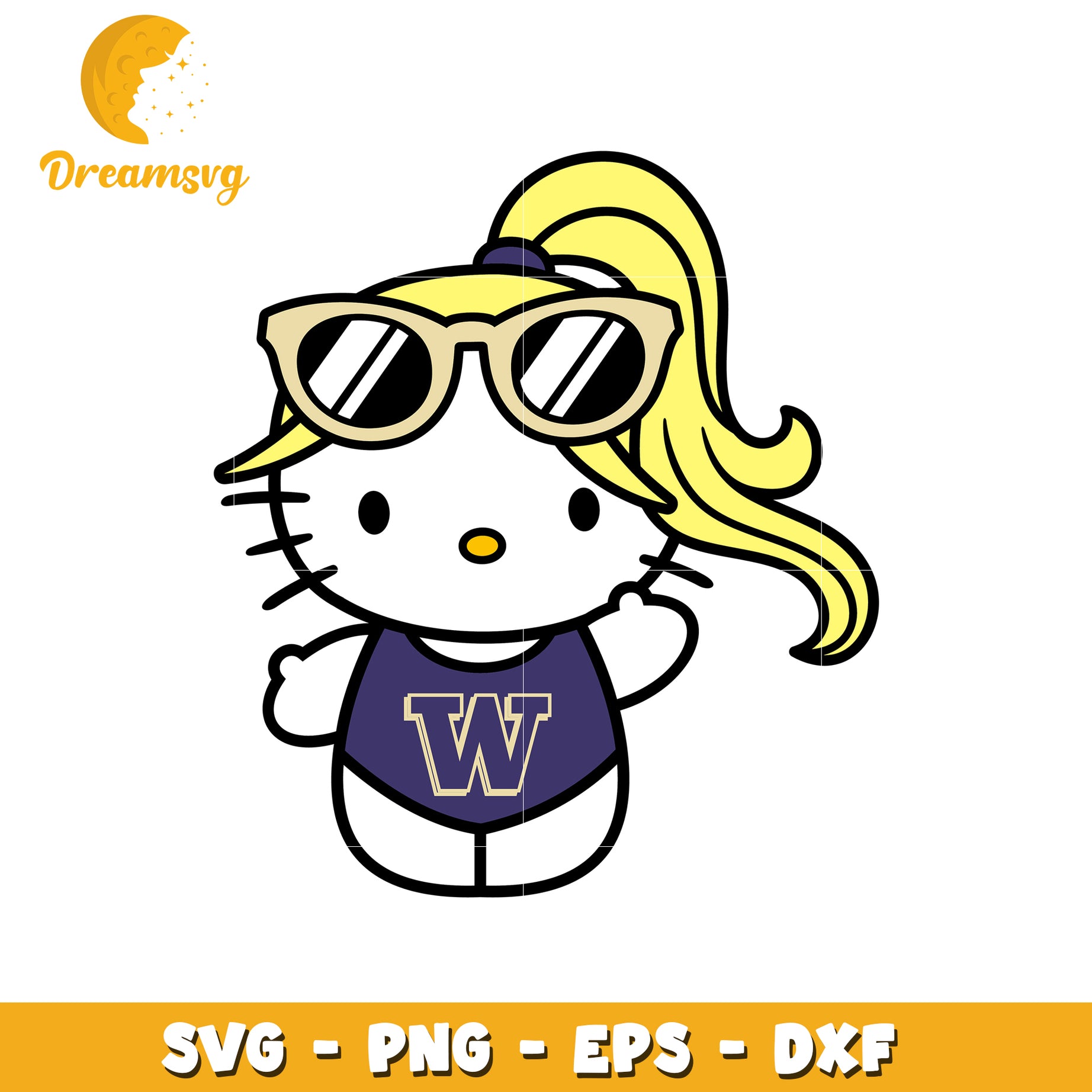 Hello Kitty SVG Design with Sunglasses and Swimwear