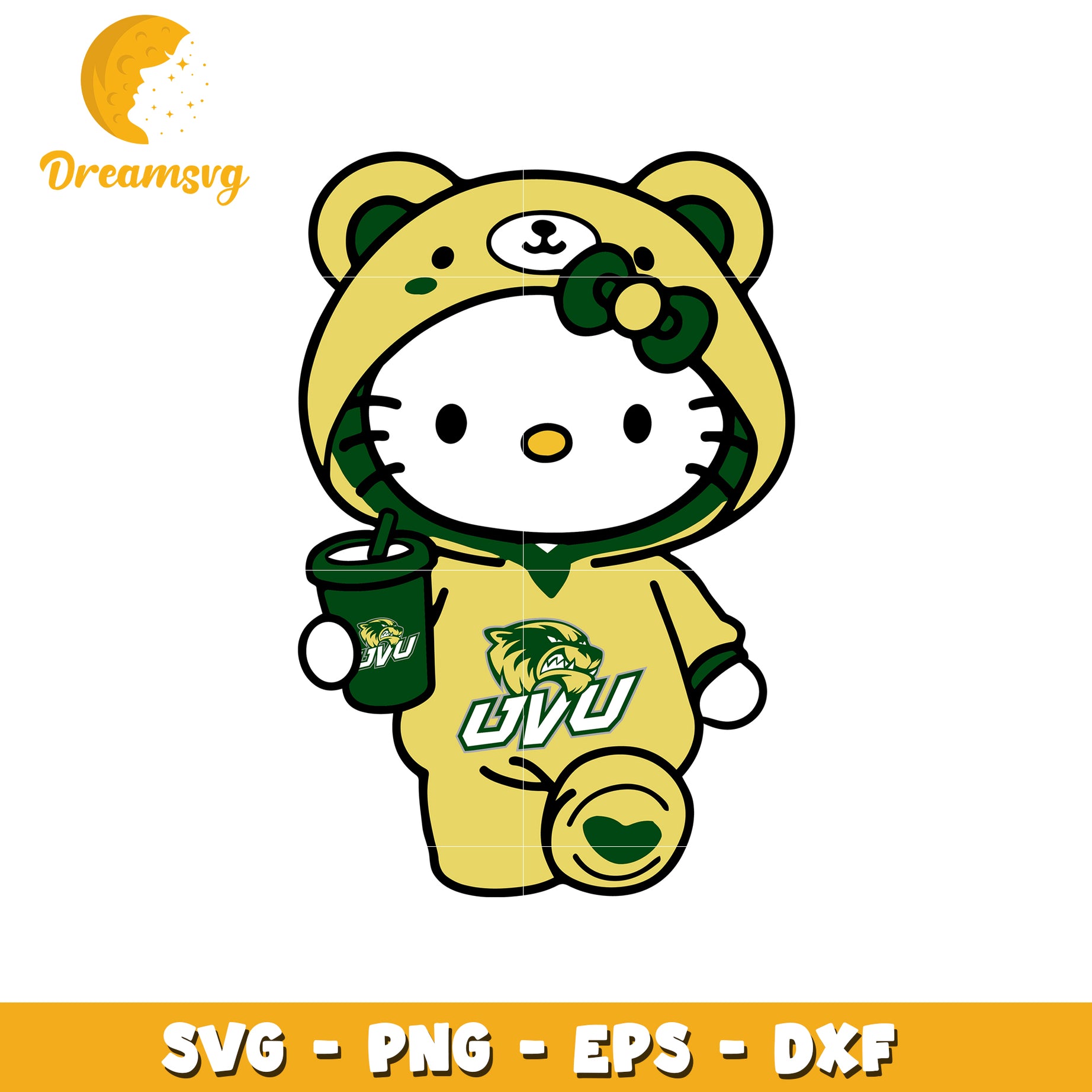 Hello Kitty SVG Design with UVU Theme for Crafts
