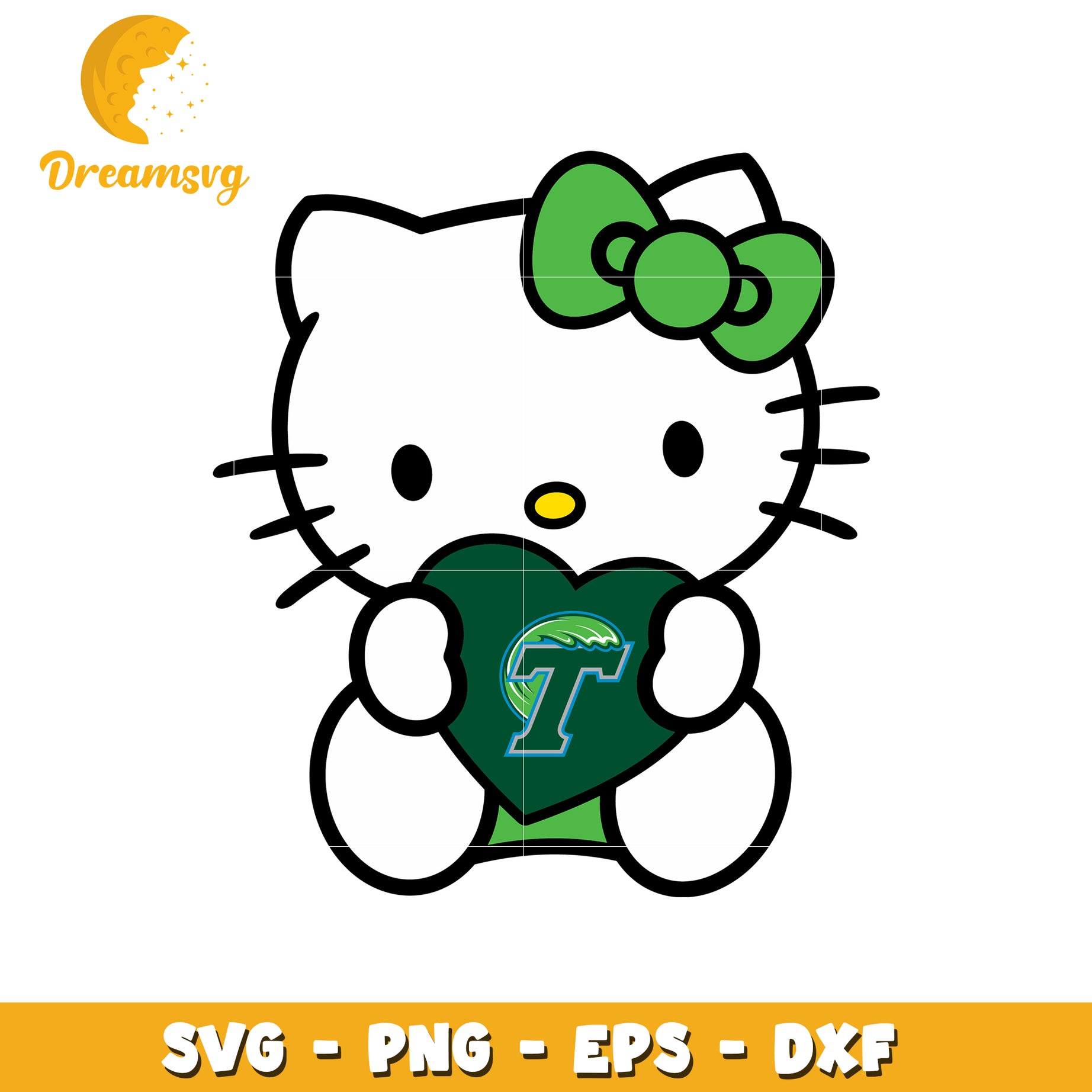 Hello Kitty SVG Green Heart Design