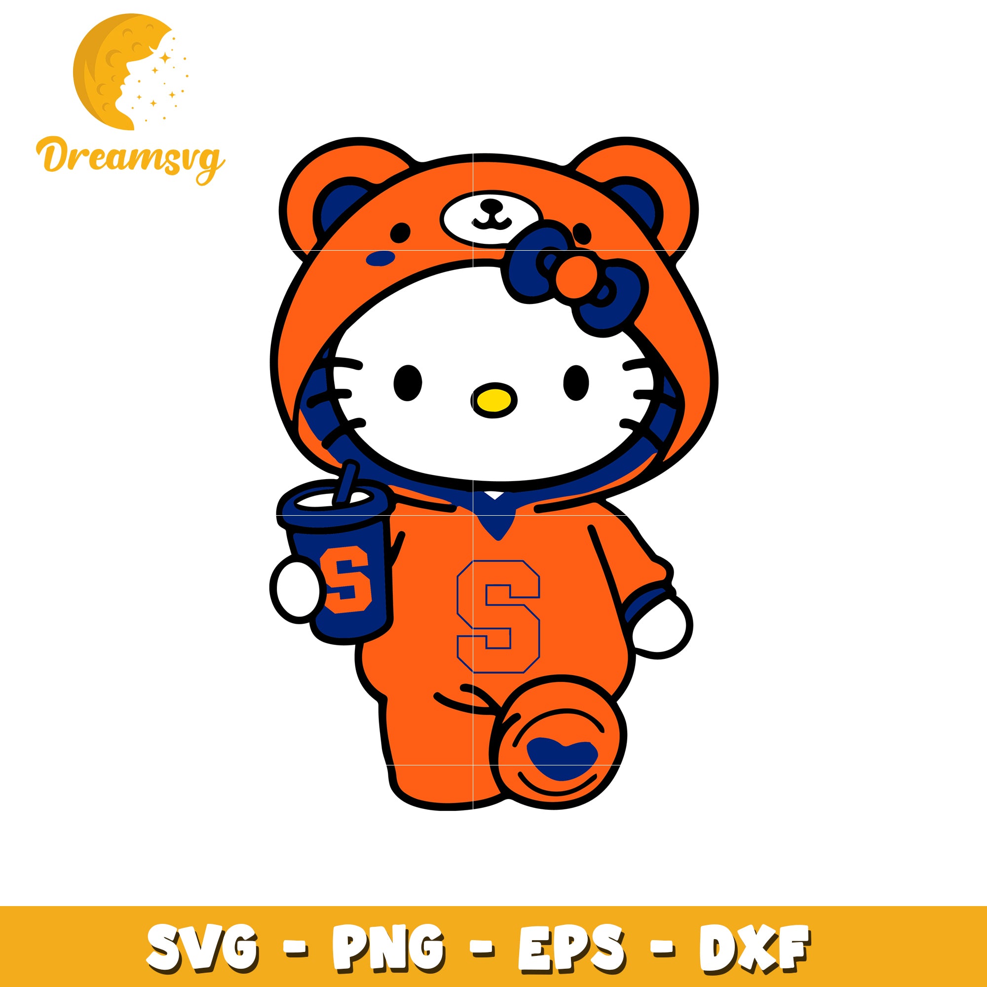 Hello Kitty SVG Orange Bear Costume