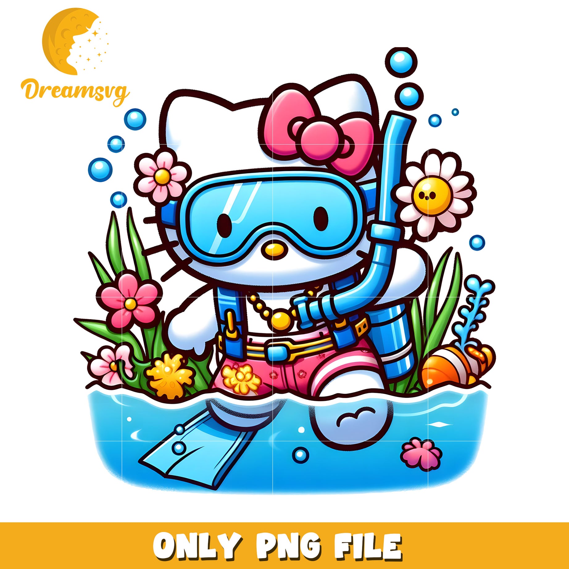 Hello Kitty Scuba PNG Diver Clipart
