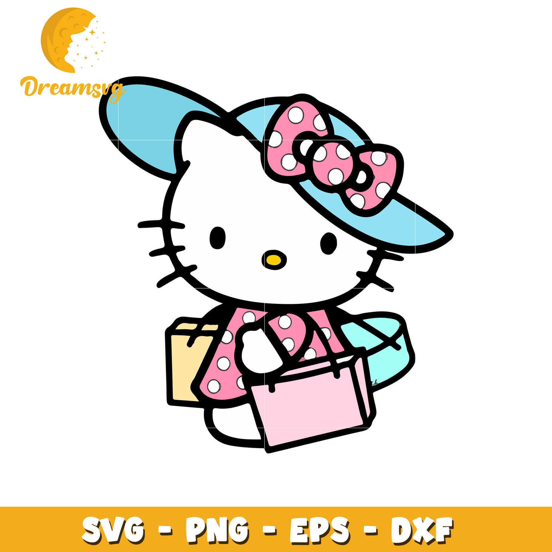 Hello Kitty Shopping SVG Cute Design Download for Crafts