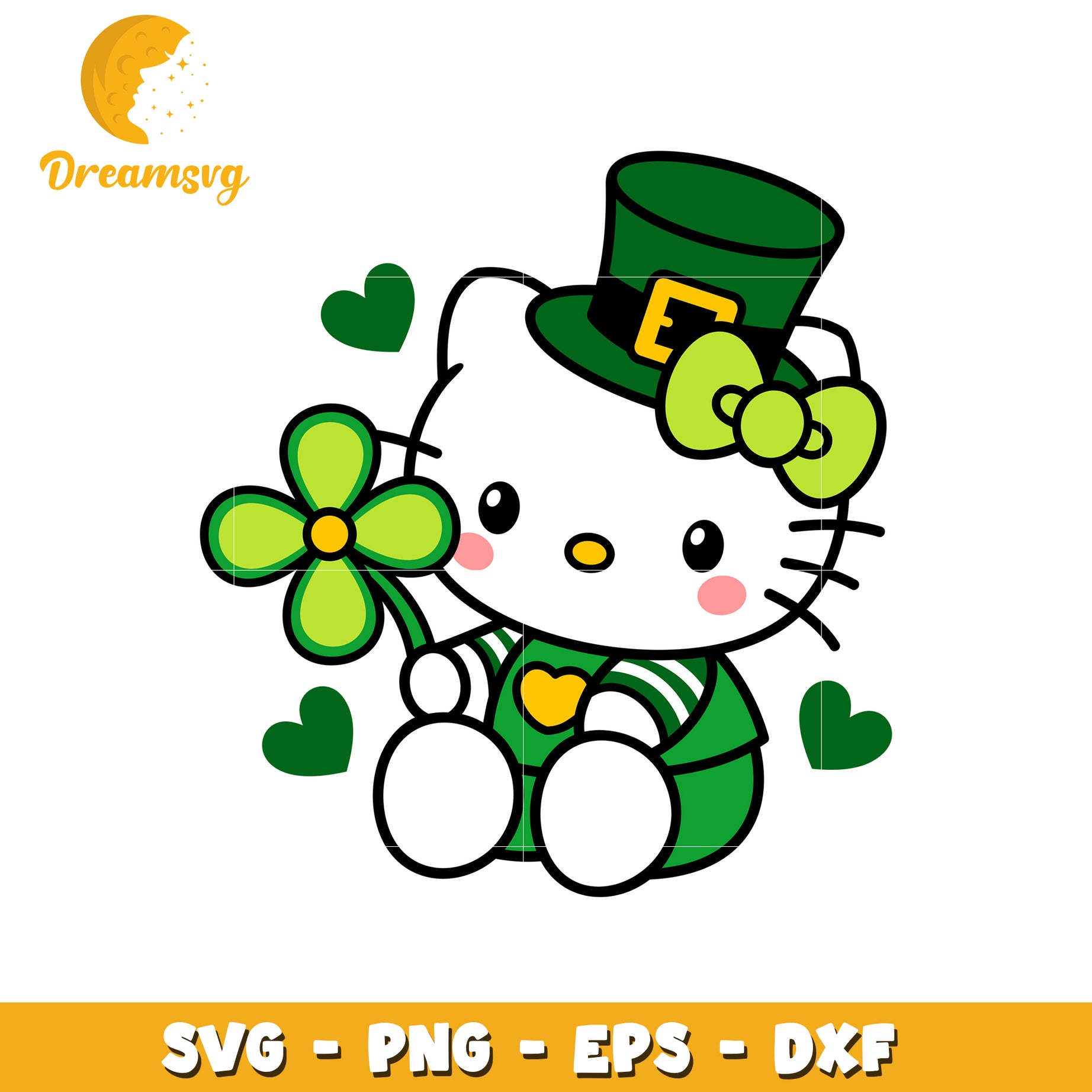 Hello Kitty St Patricks Day SVG PNG EPS DXF