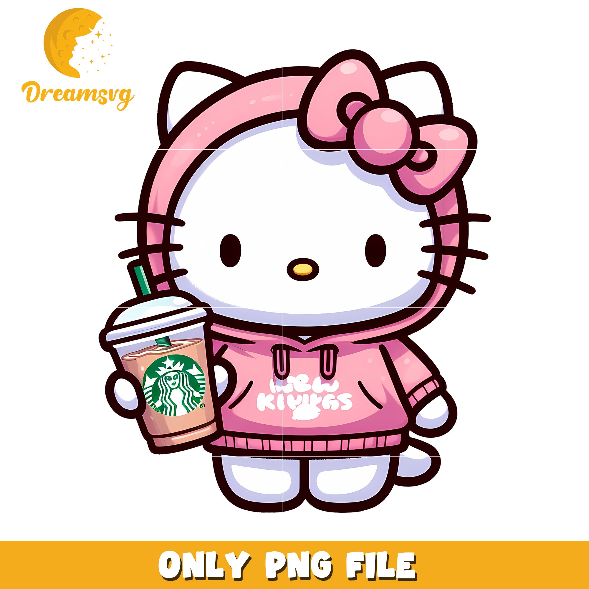 Hello Kitty Starbucks PNG Cute Hoodie