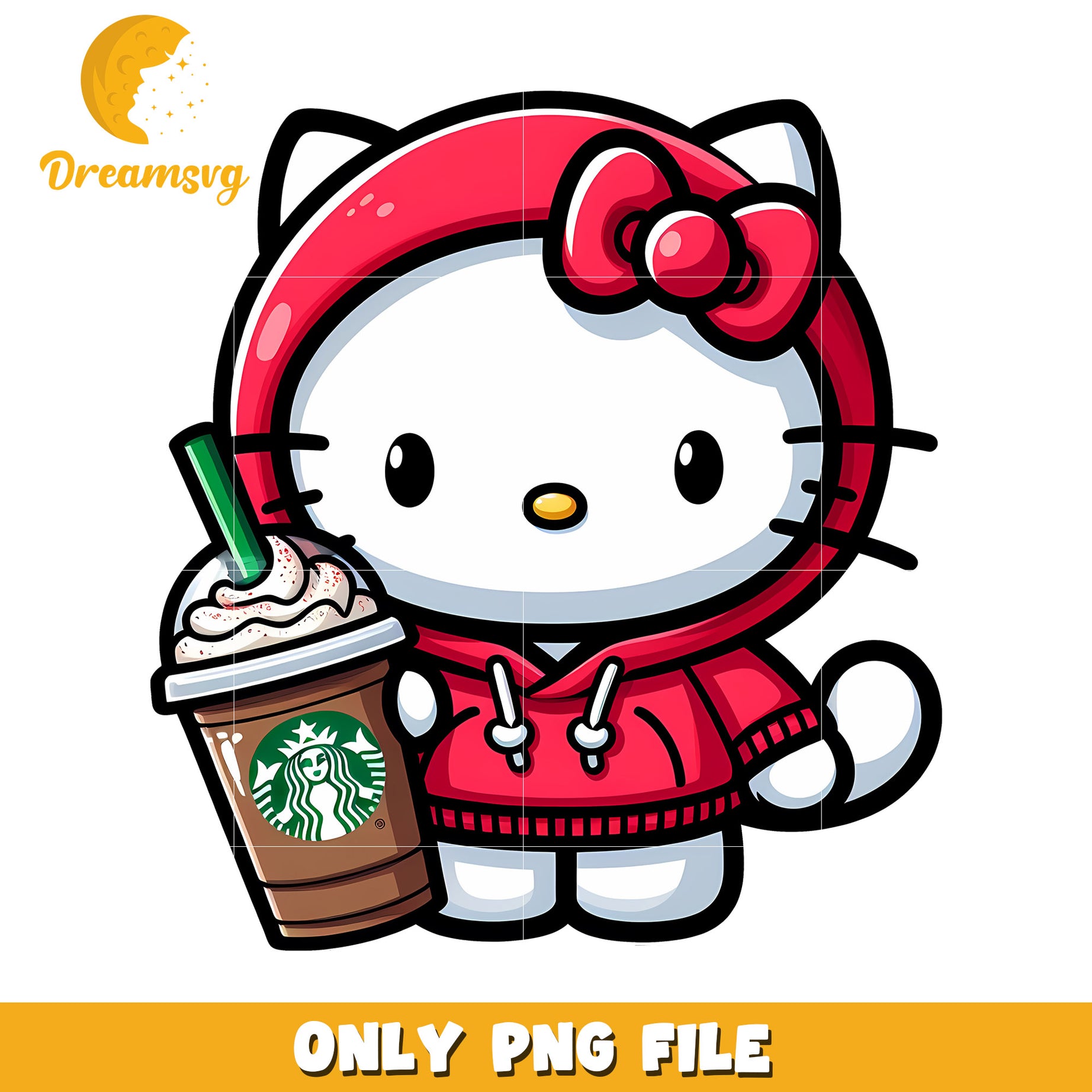 Hello Kitty Starbucks PNG  Cute Hoodie Design