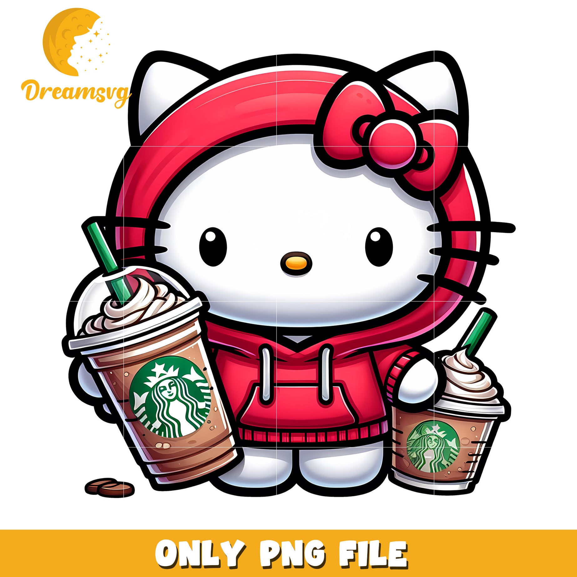 Hello Kitty Starbucks PNG Hoodie Cute Kawaii
