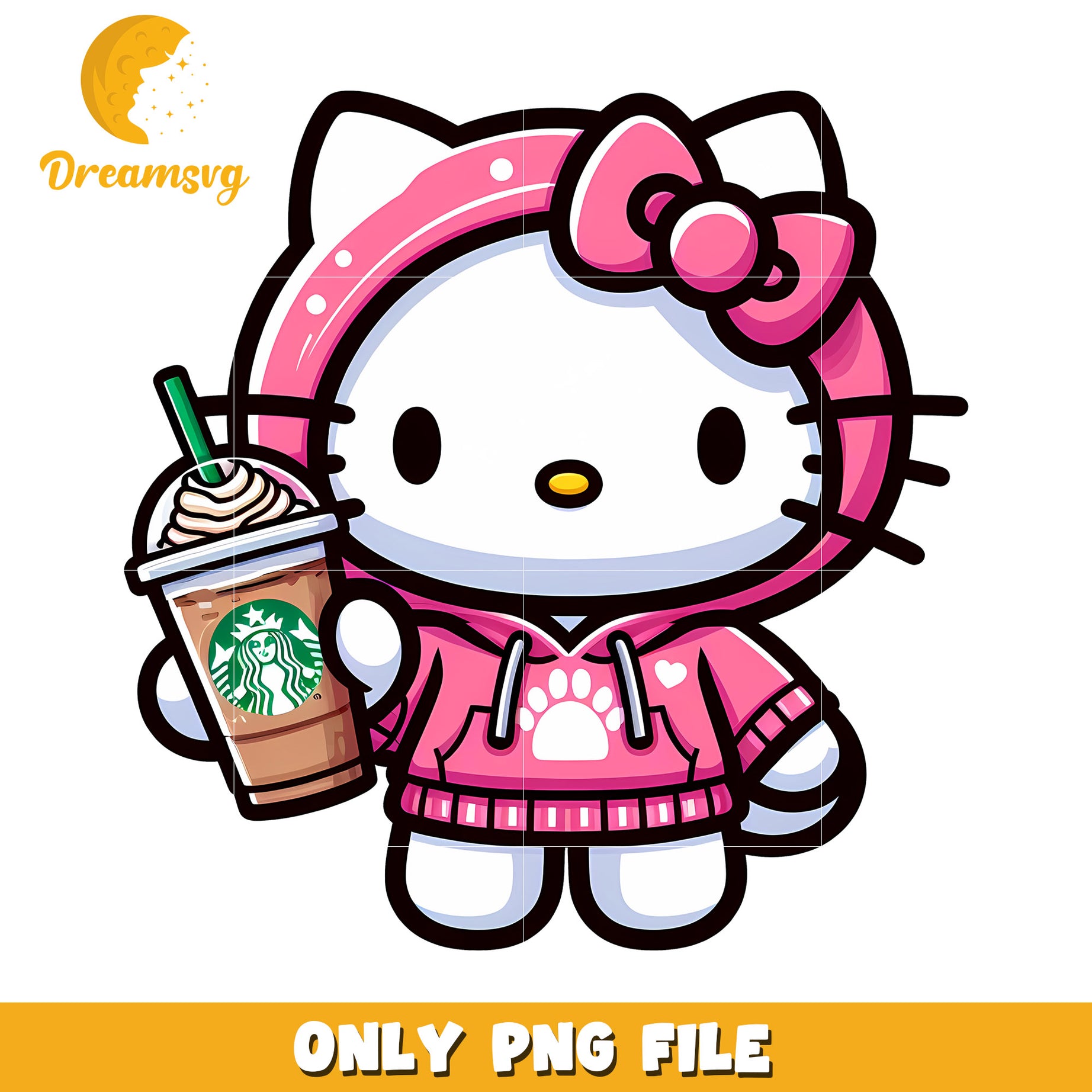 Hello Kitty Starbucks PNG Hoodie Design
