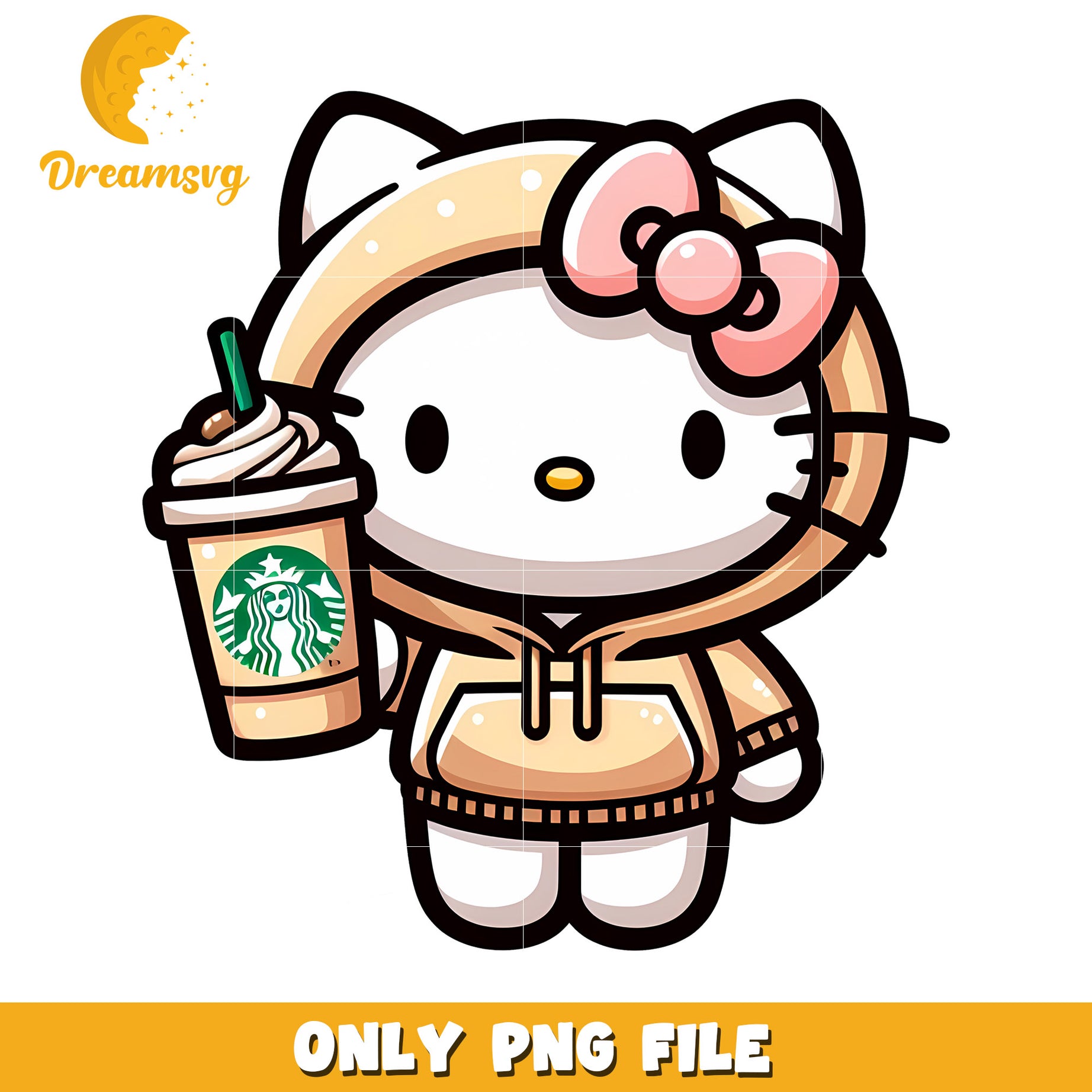 Hello Kitty Starbucks PNG, Cute Hoodie Design